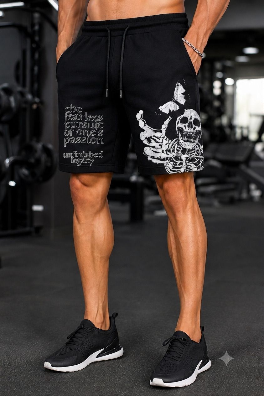 tenrun Printed Men Black Basic Shorts-picture-0