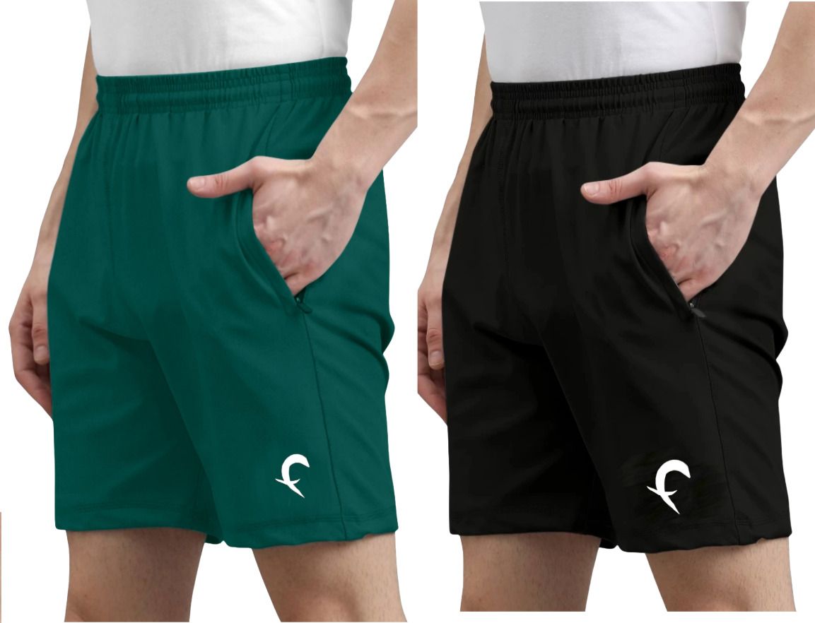 flicfol Pack of 2 Solid Men Multicolor Sports Shorts-picture-12