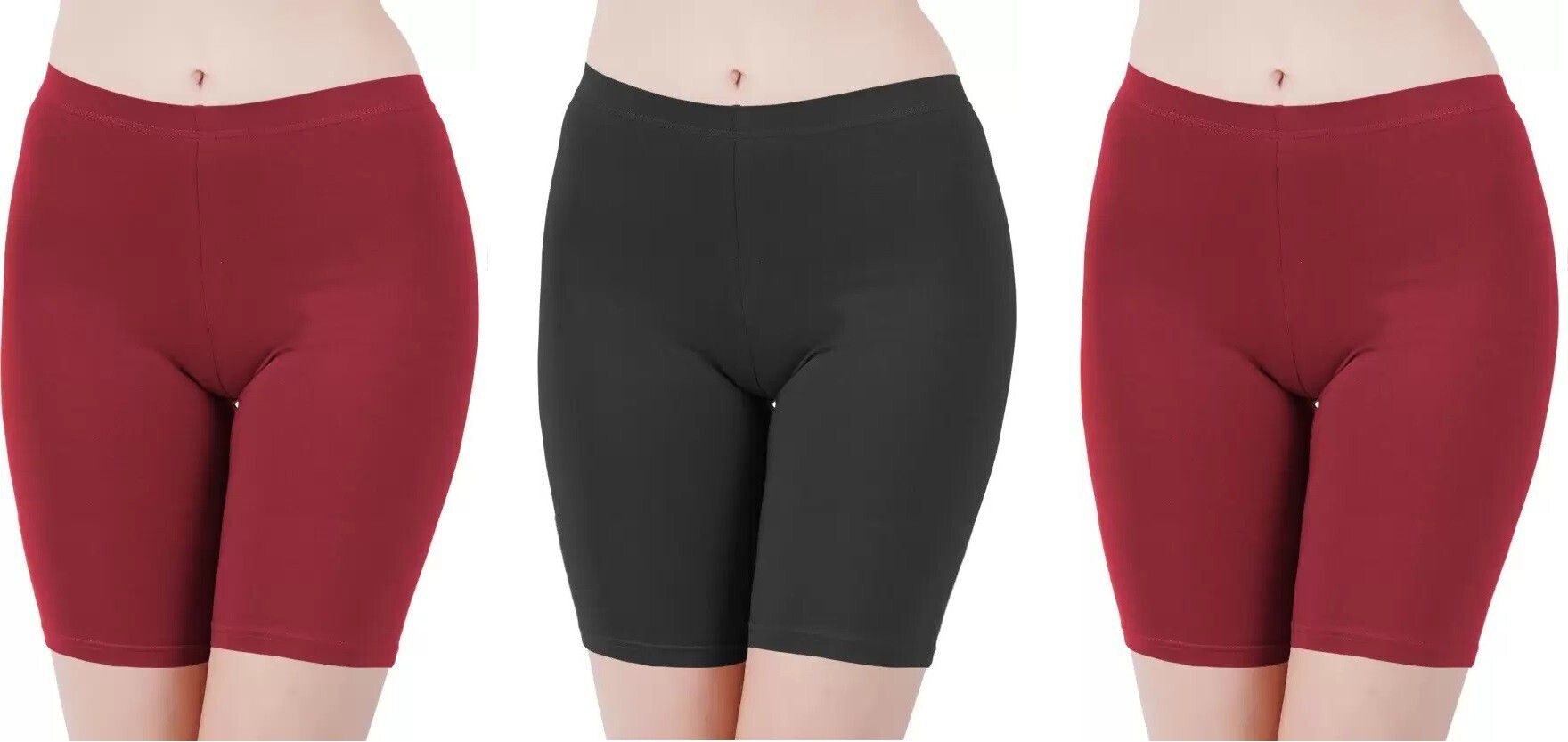 arla apparel Pack of 3 Solid Women Maroon, Black Cycling Shorts-picture-36