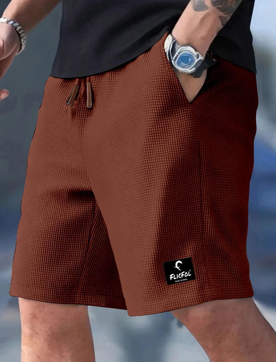 flicfol Self Design Men Brown Regular Shorts-picture-23