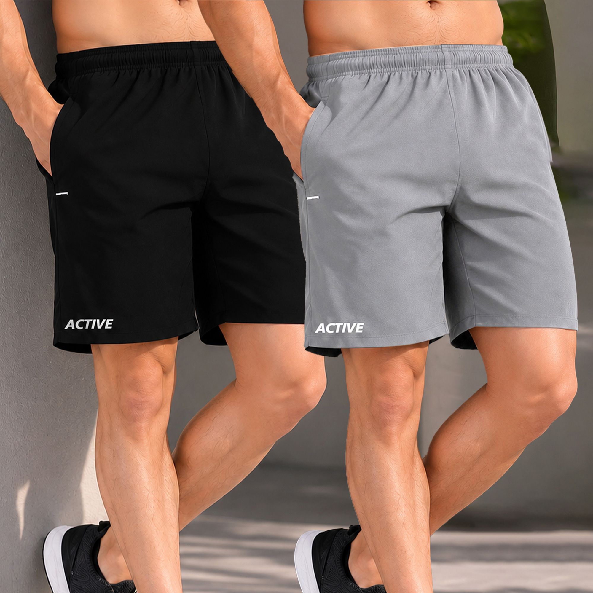 kayro Pack of 2 Solid Men Black, Grey Casual Shorts-picture-32