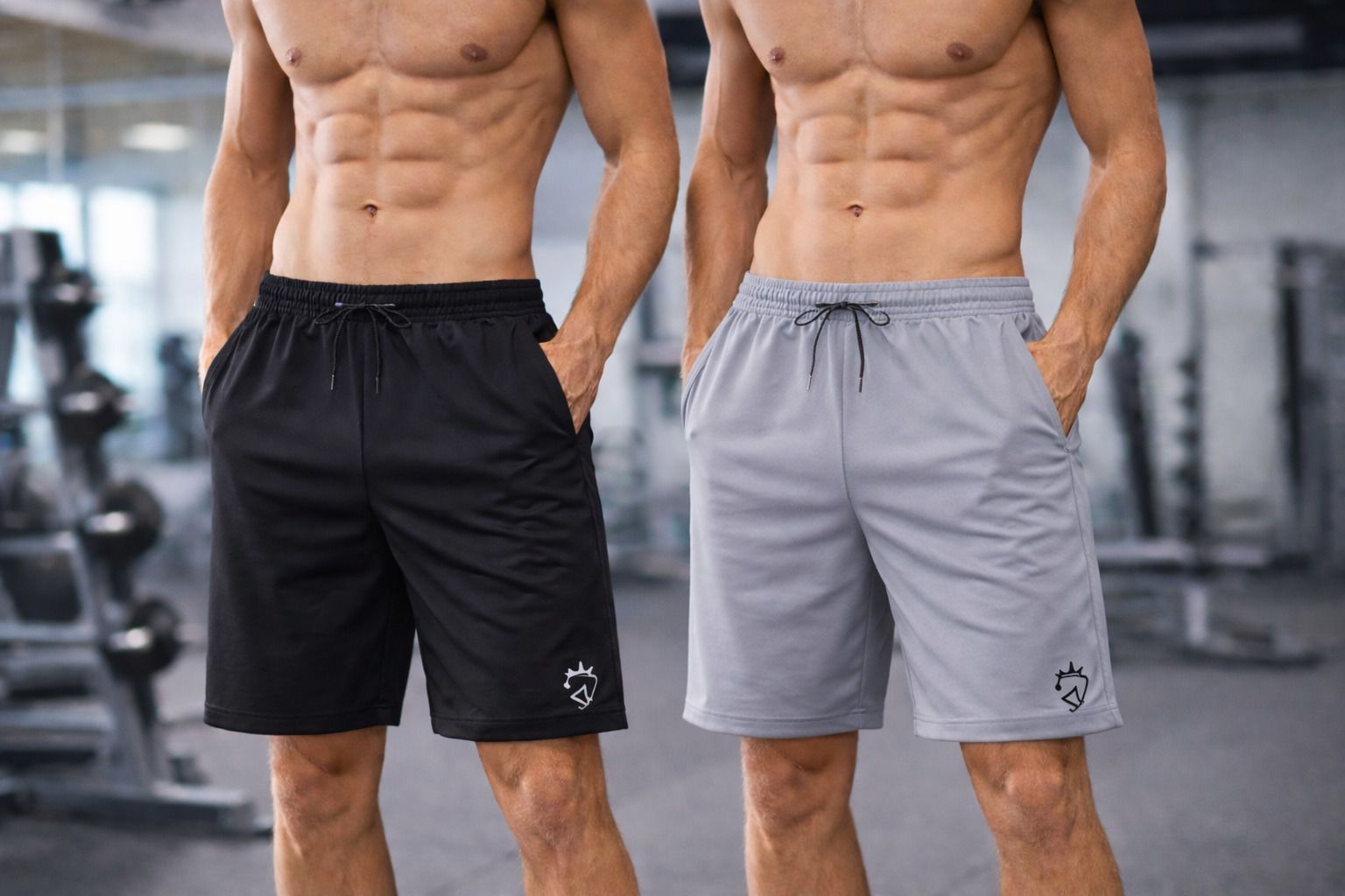 cross spirit Pack of 2 Solid Men Grey, Black Sports Shorts-picture-25