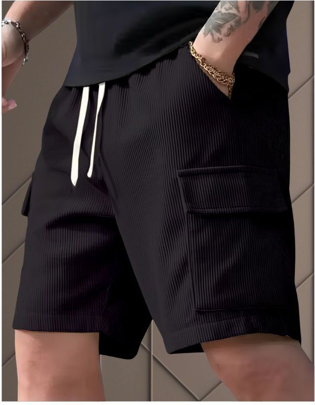 vivek Solid Men Black Cargo Shorts-picture-21