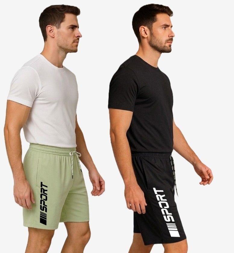 vought vick Pack of 2 Solid, Printed Men Multicolor Sports Shorts, Gym Shorts, Night Shorts, Basic Shorts, Regular Shorts, Casual Shorts-picture-32