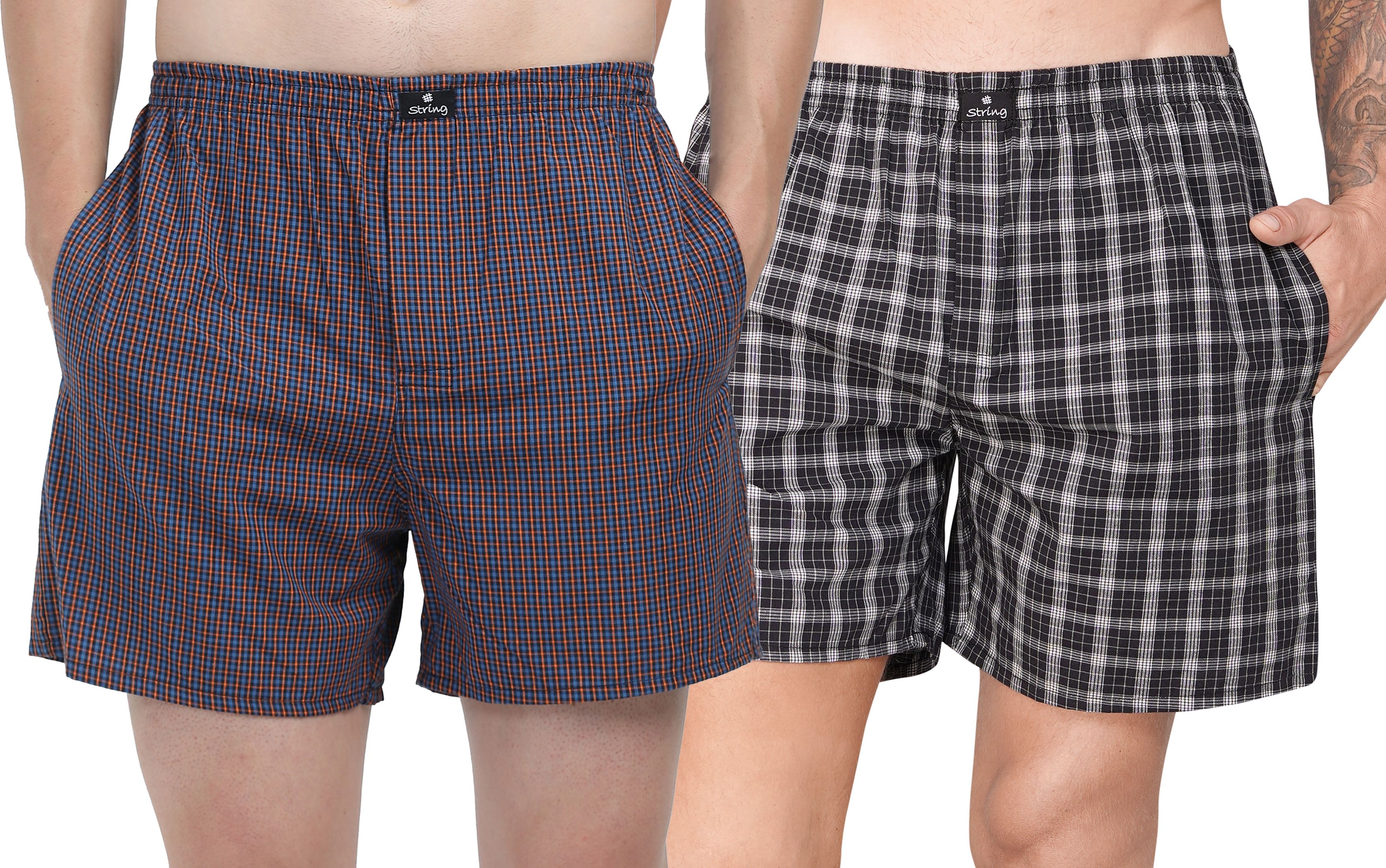 string Pack of 2 Checkered Men Multicolor Boxer Shorts-picture-4