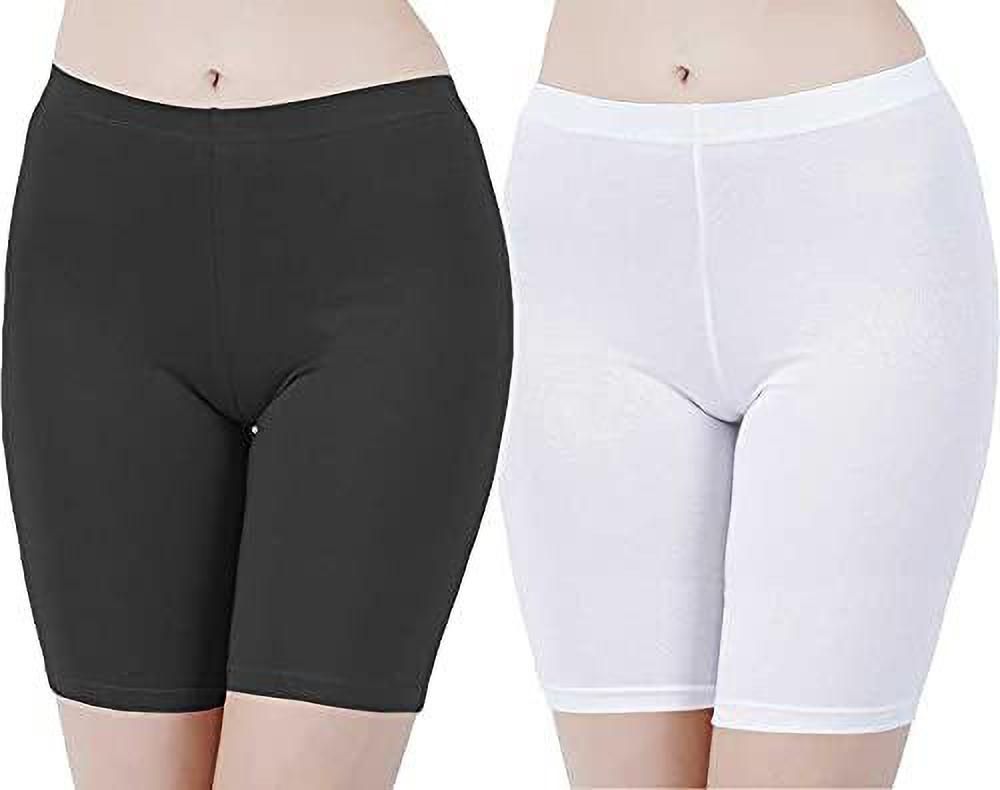 visgo Pack of 2 Embellished Women Black, White Cycling Shorts-picture-17