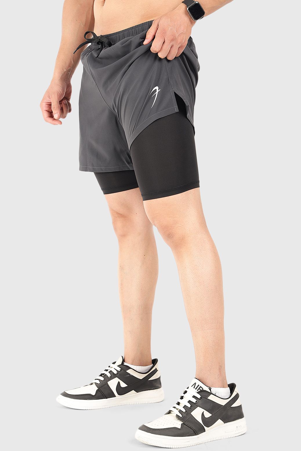 fuaark Solid Men Grey Sports Shorts-picture-14