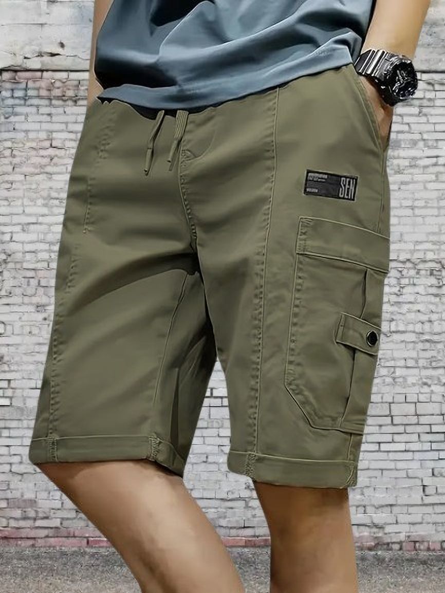 Solid Men Green Cargo Shorts