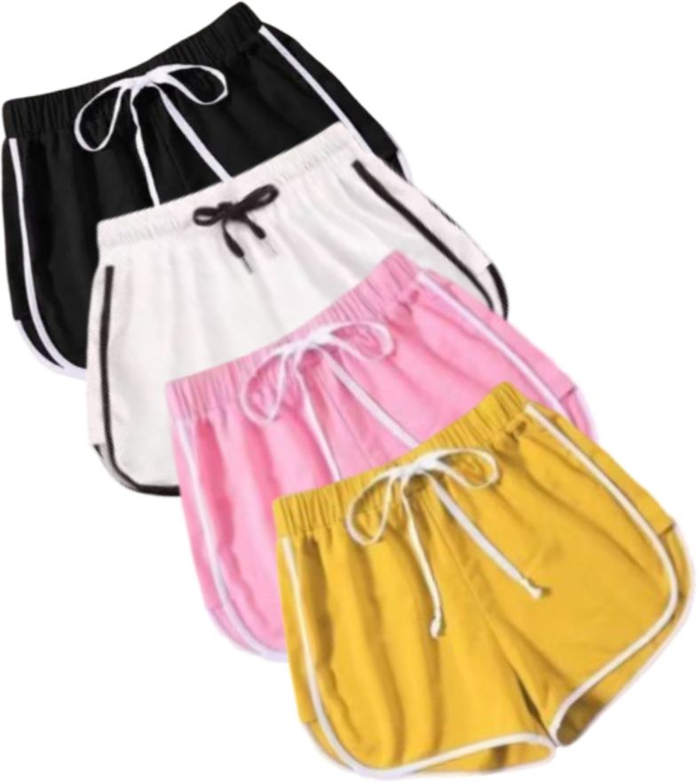 panda bear Pack of 4 Striped Women Multicolor Regular Shorts, Gym Shorts, Hotpants-picture-15
