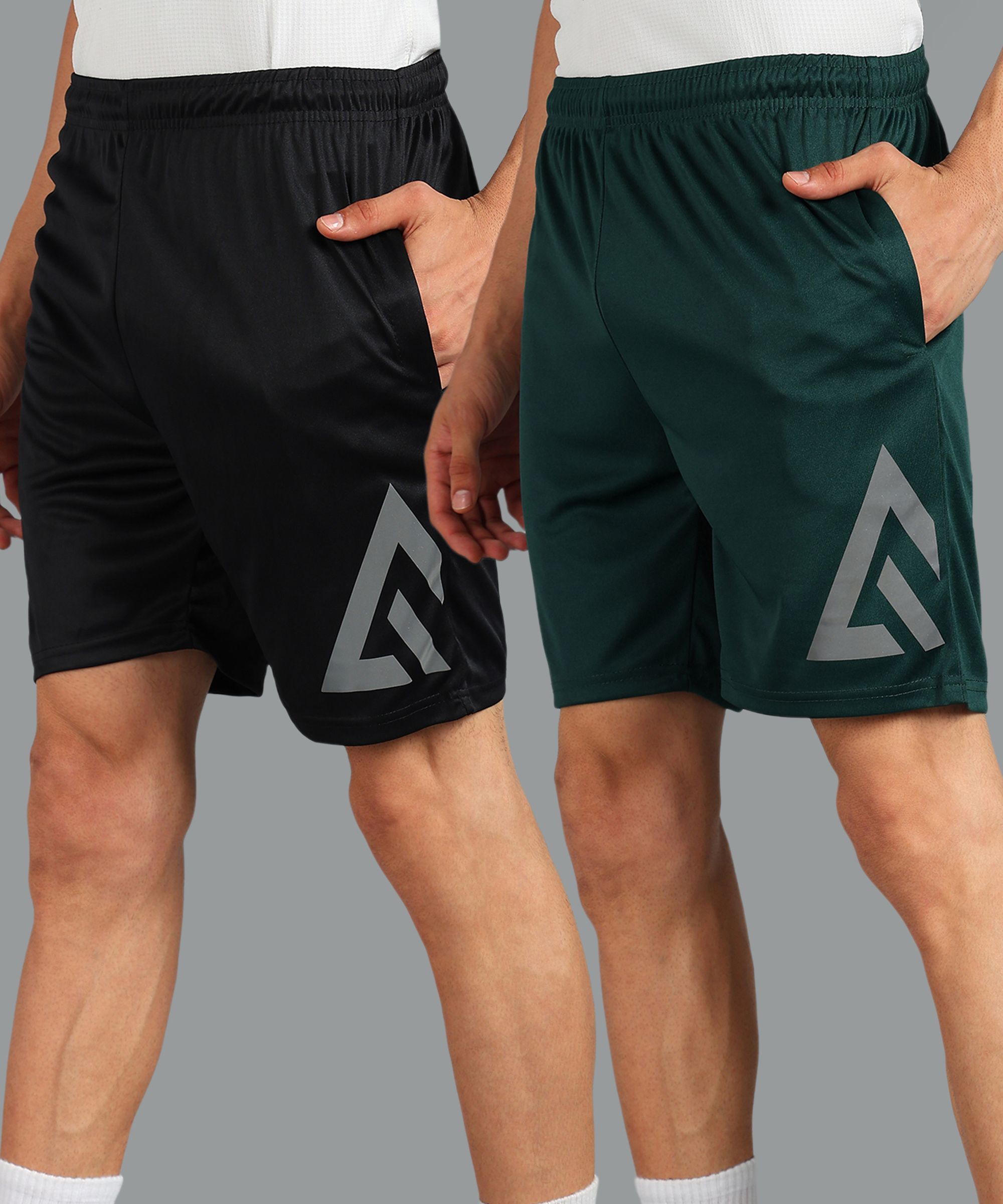 adrenex Pack of 2 Solid Men Multicolor Running Shorts-picture-27