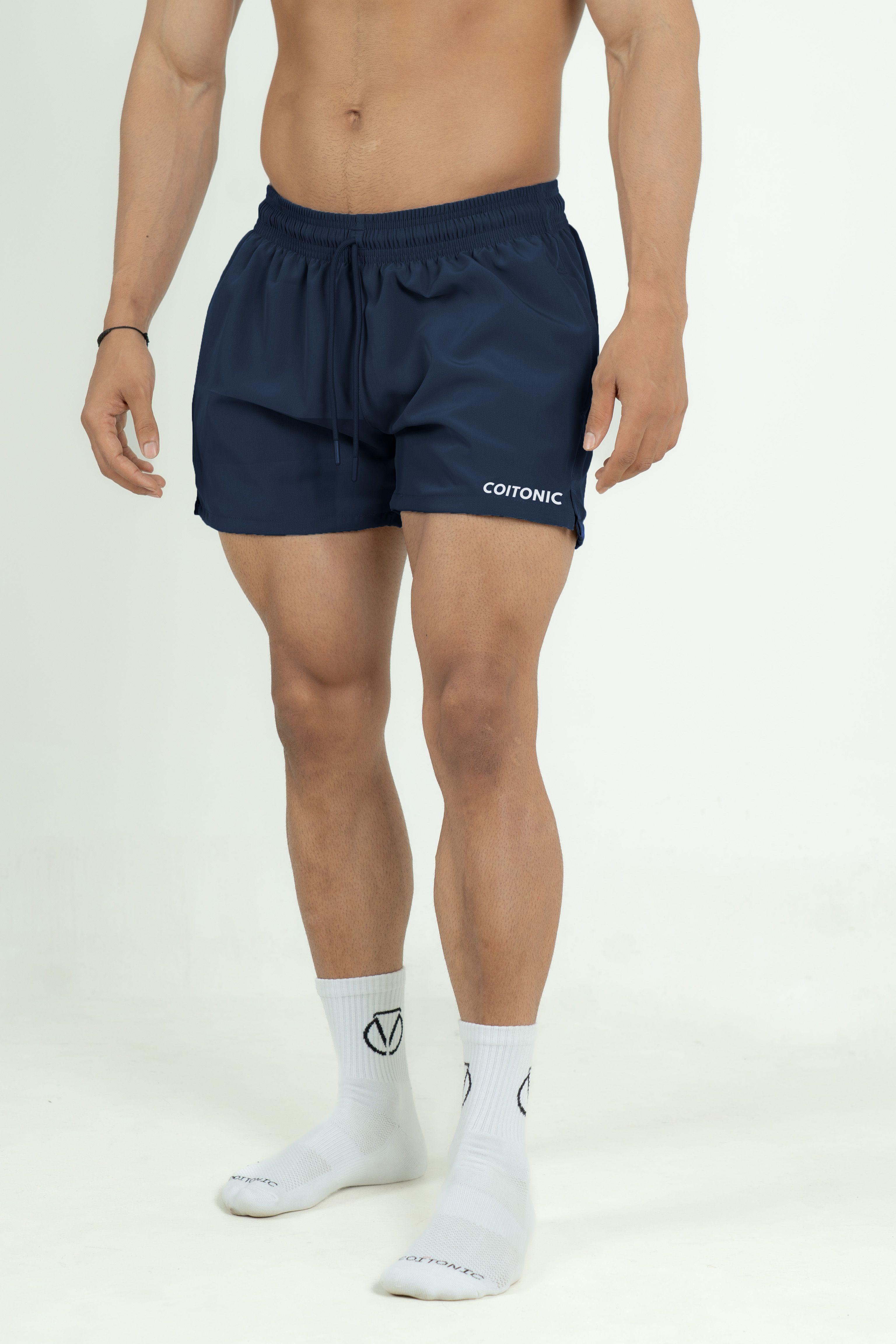 coitonic Solid Men Dark Blue Gym Shorts-picture-13