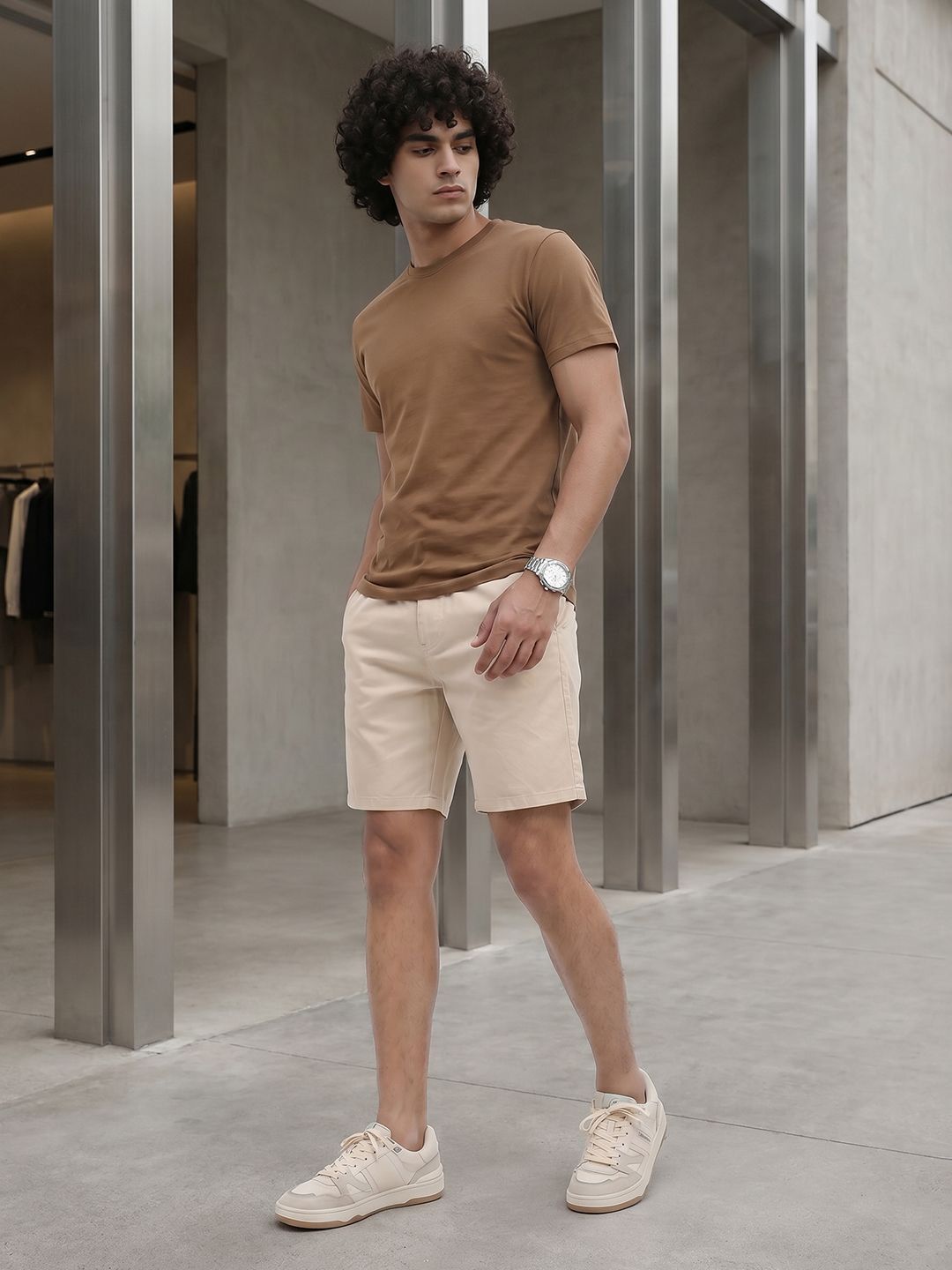 roadster Solid Men Beige Chino Shorts-picture-32