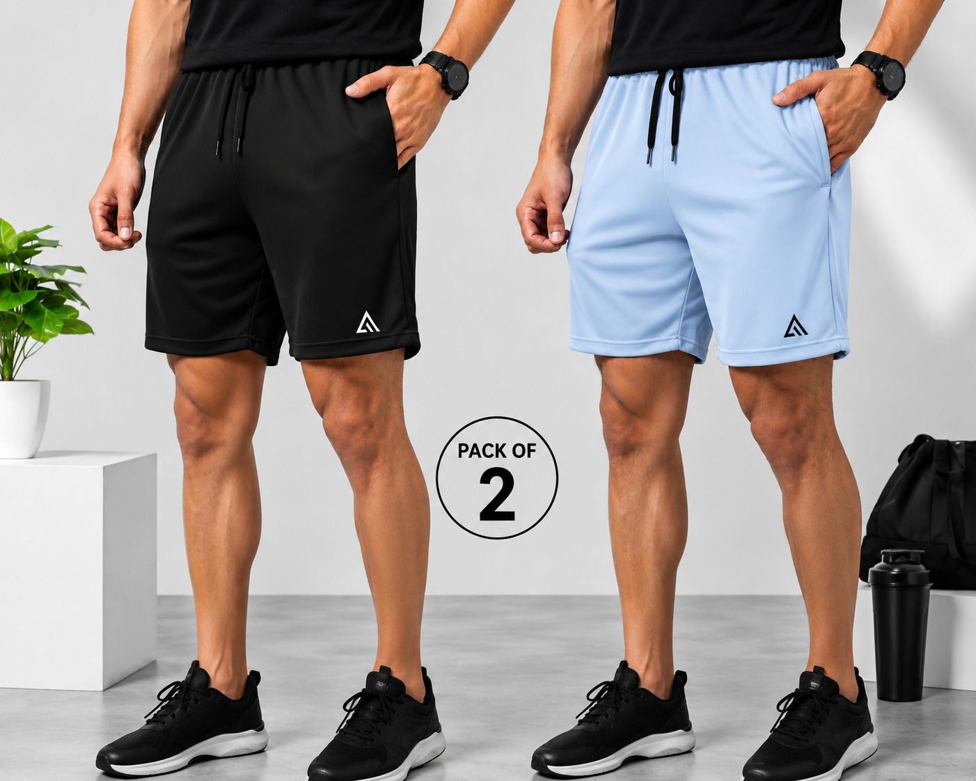 adrenex Pack of 2 Solid Men Grey, Black Gym Shorts, Running Shorts, Sports Shorts, Casual Shorts-picture-21