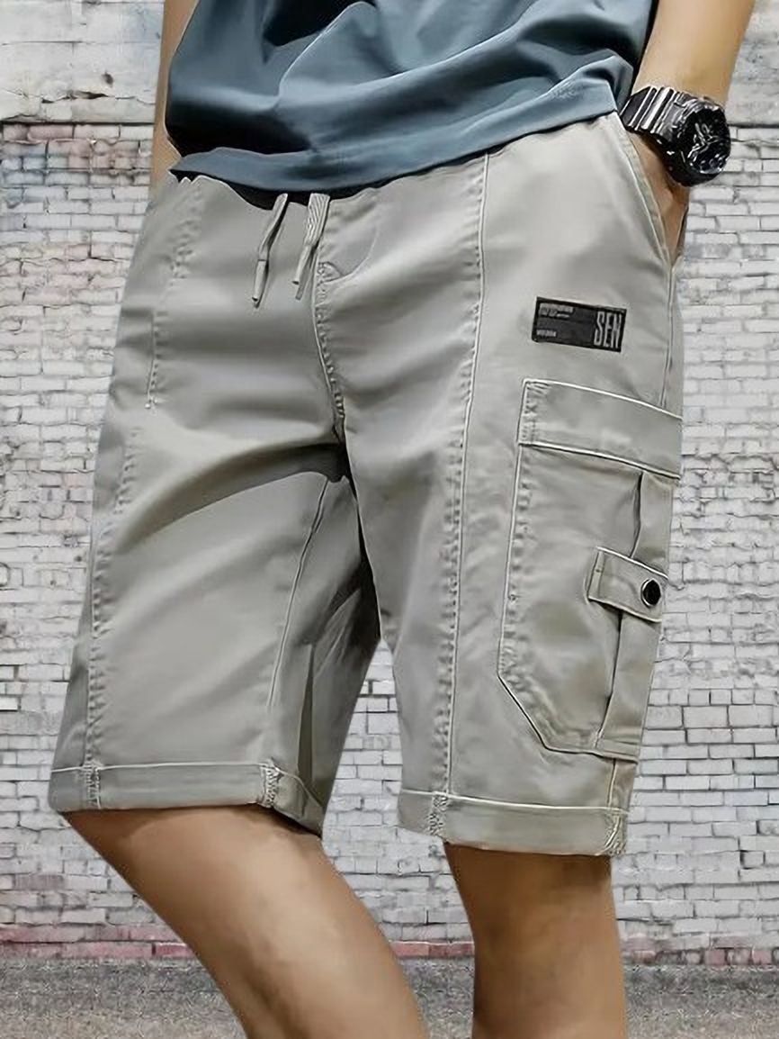 Solid Men Grey Cargo Shorts