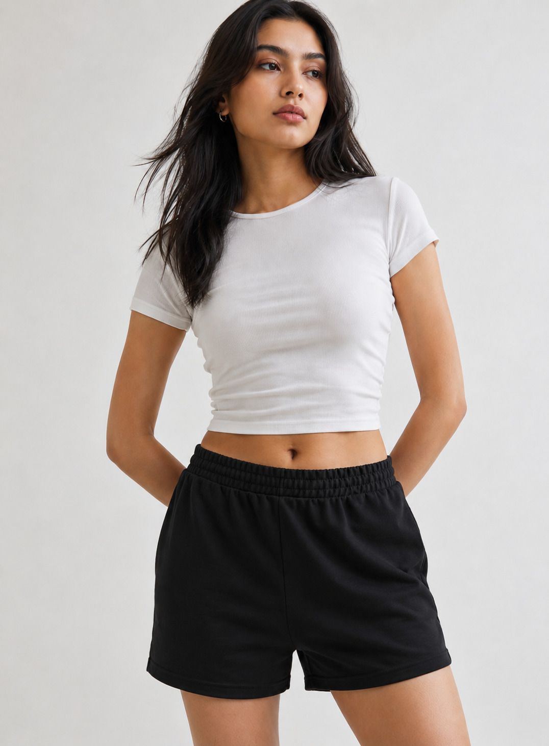 kvvmnation Solid Women Black Casual Shorts-picture-10