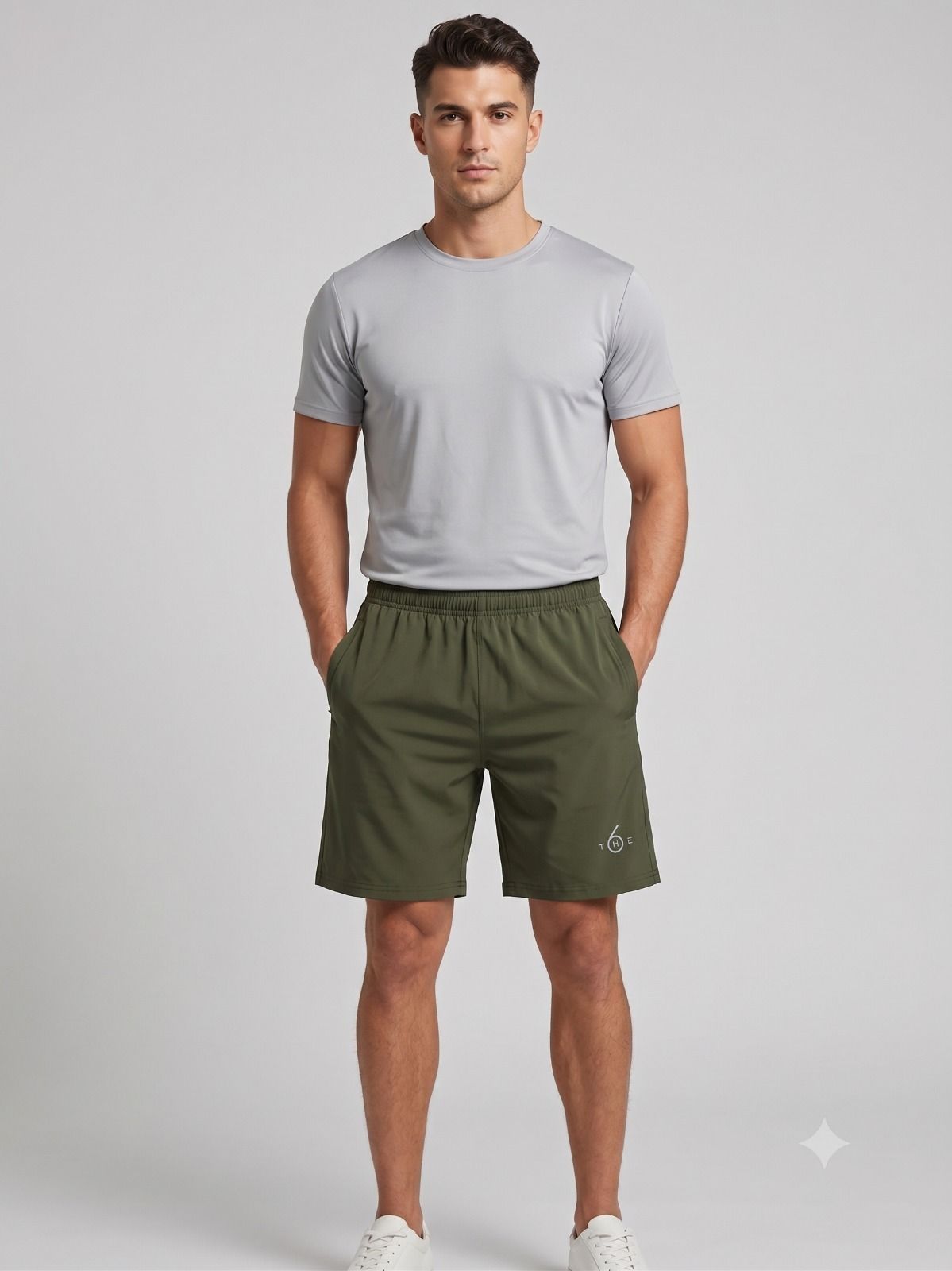 the six Solid Men Green Gym Shorts, Running Shorts, Sports Shorts-picture-29