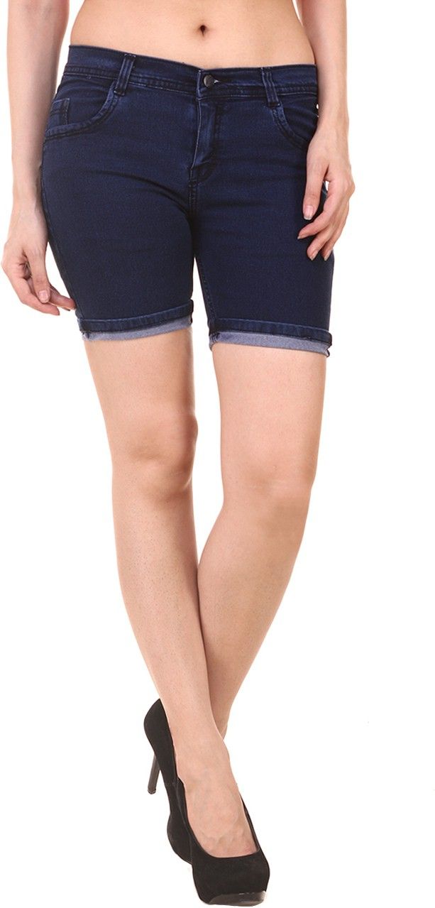 pantof Solid Women Denim Dark Blue Hotpants-picture-20