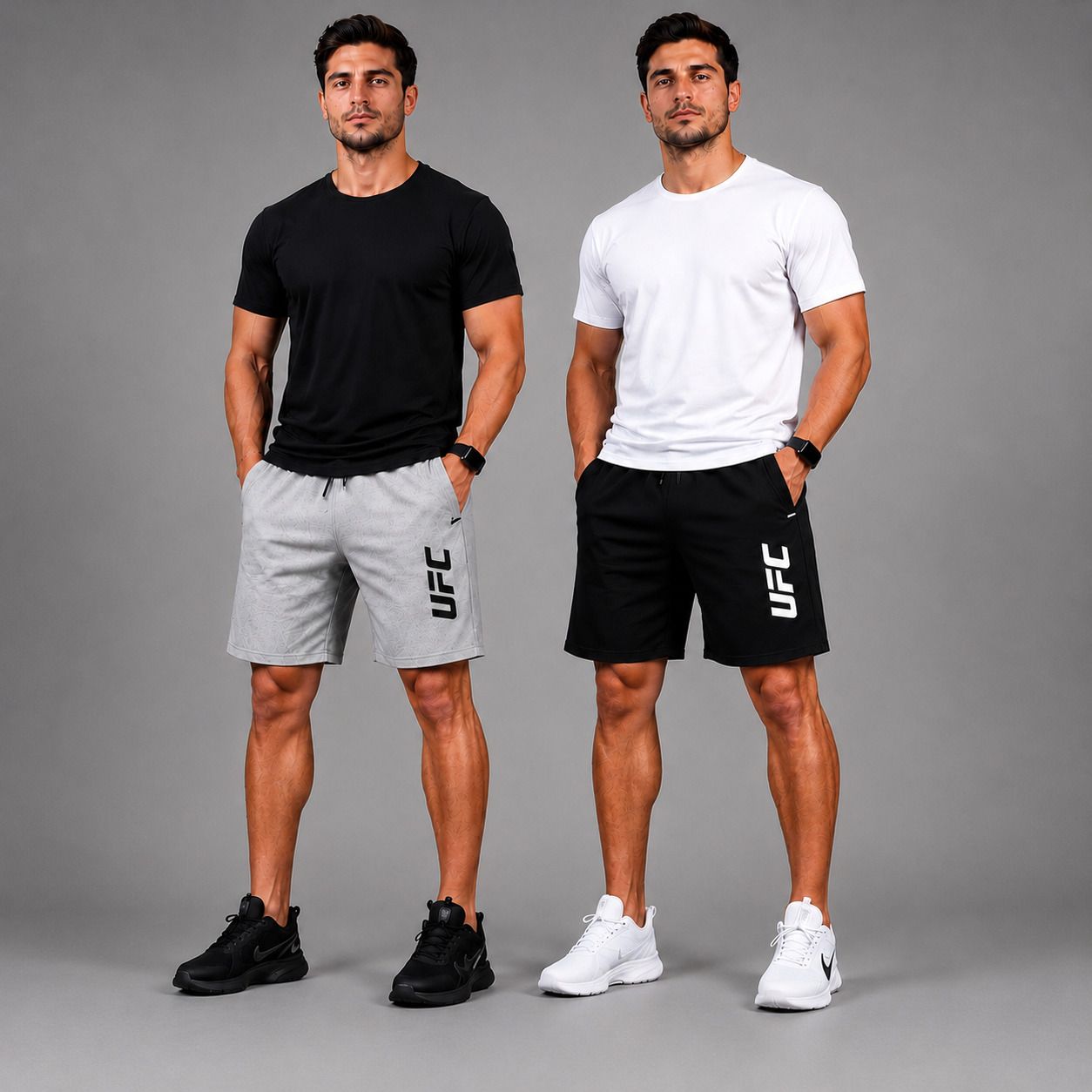 Pack of 2 Printed Men Black, Grey Cycling Shorts-image-36
