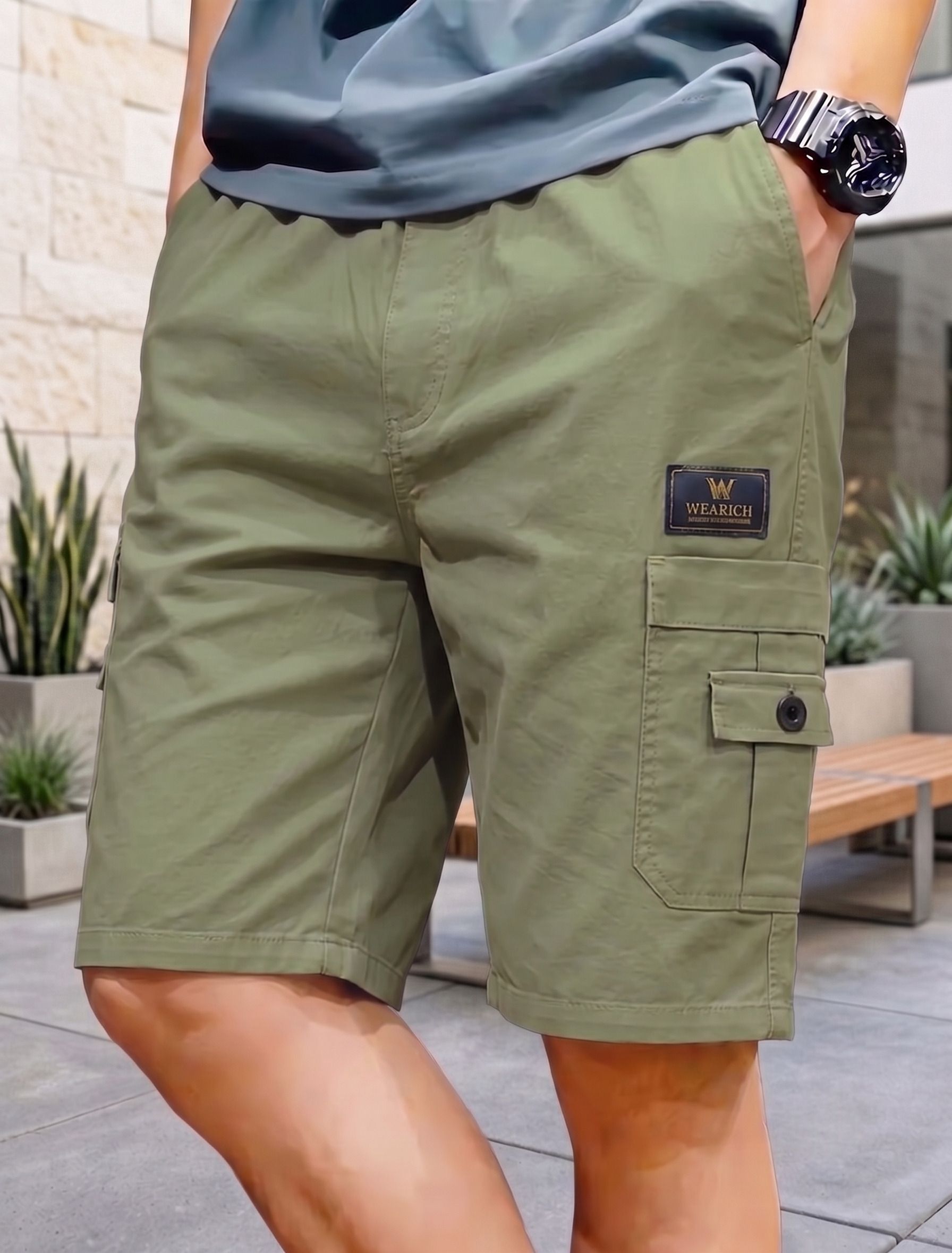 wearich Solid Men Green Cargo Shorts-picture-44