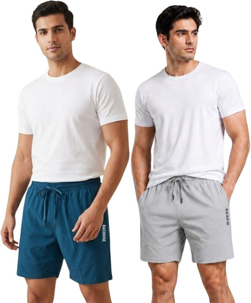 raciouse Solid Men Dark Blue, Dark Green Gym Shorts, Sports Shorts, Casual Shorts-picture-42