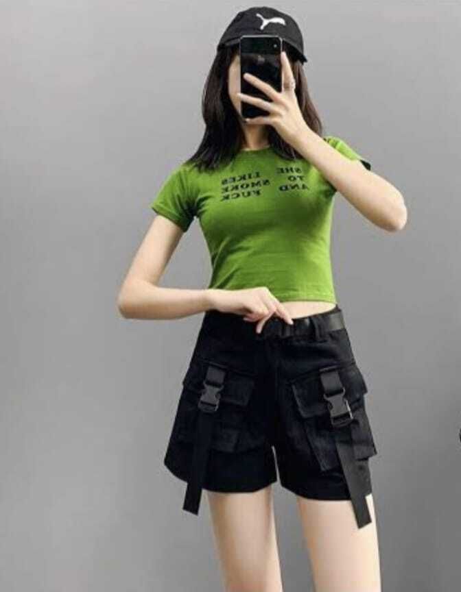 allen ville Self Design Women Black Cargo Shorts-picture-13