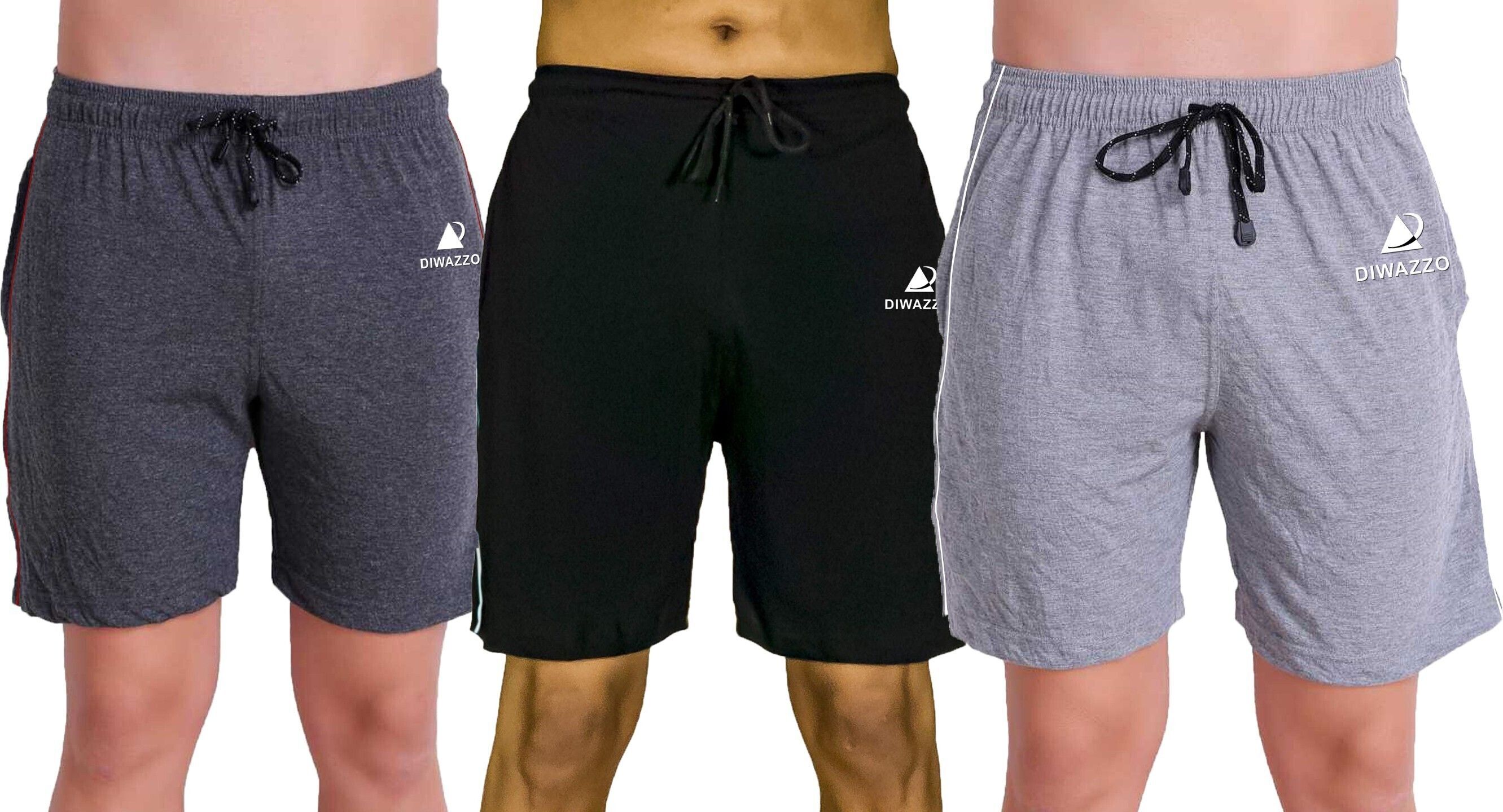 Pack of 3 Printed Men Grey, Black, Silver Regular Shorts-image-35
