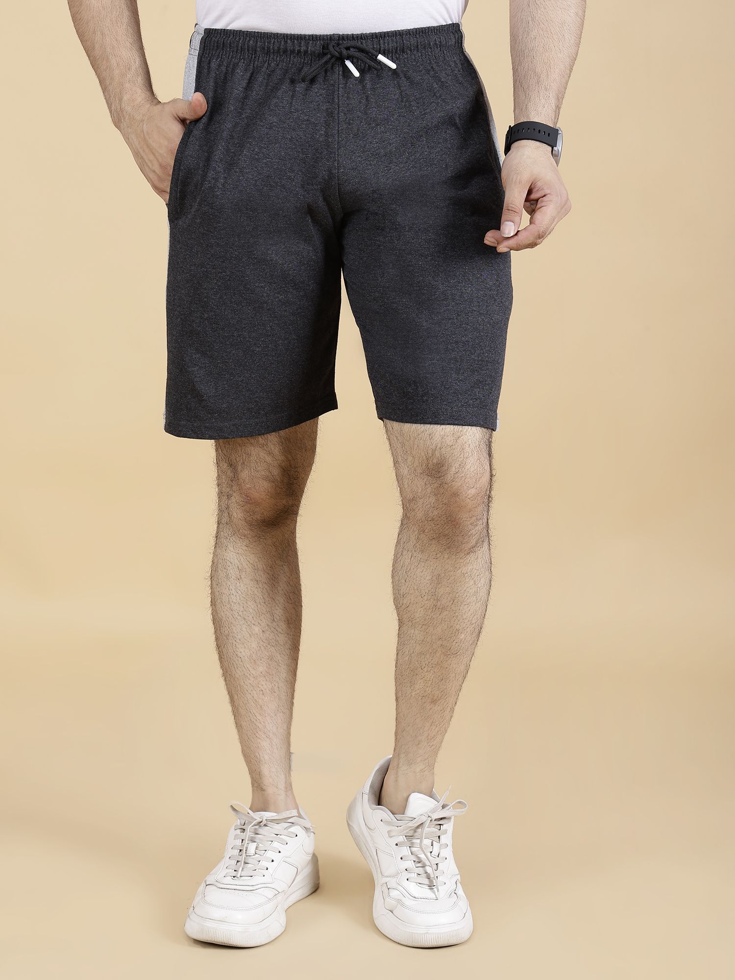 mast & harbour Solid Men Grey Regular Shorts-picture-21