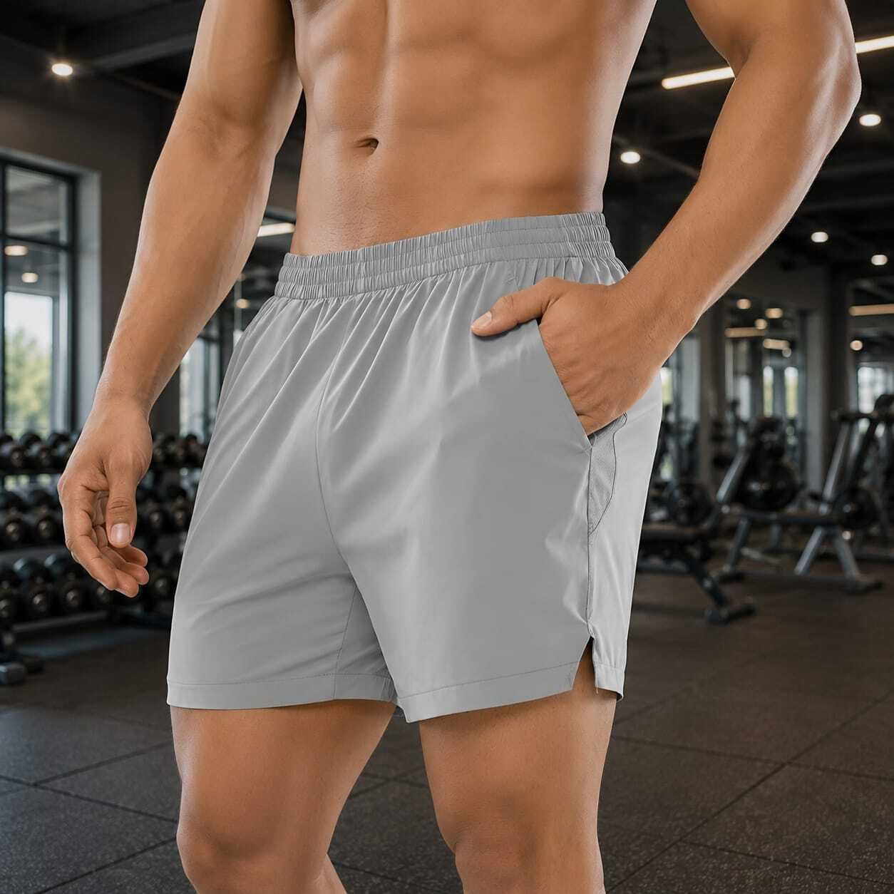 as faision Solid Men Grey Gym Shorts, Running Shorts, Sports Shorts, Casual Shorts-picture-0