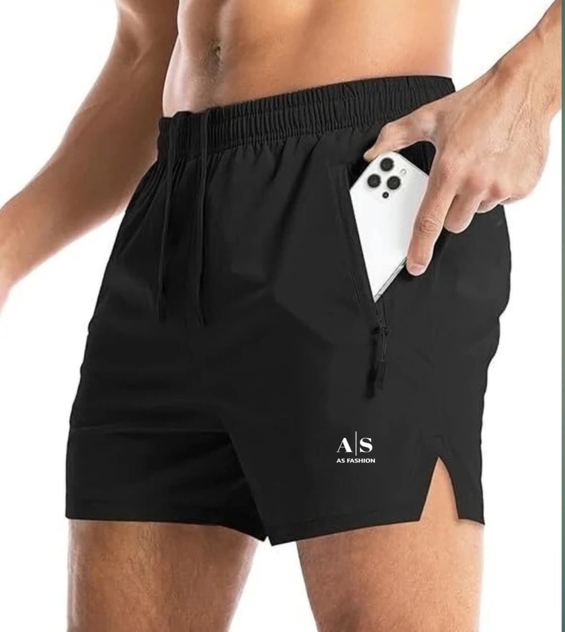 as fashion Solid Men Black Running Shorts-picture-12