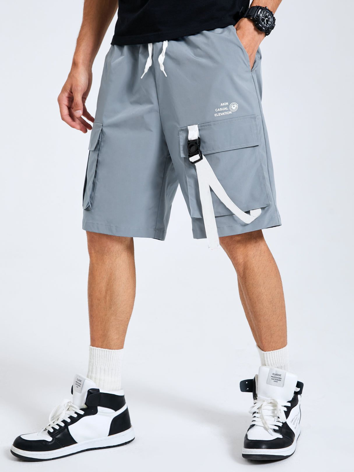 hvbk Solid Men Grey Basic Shorts-picture-12