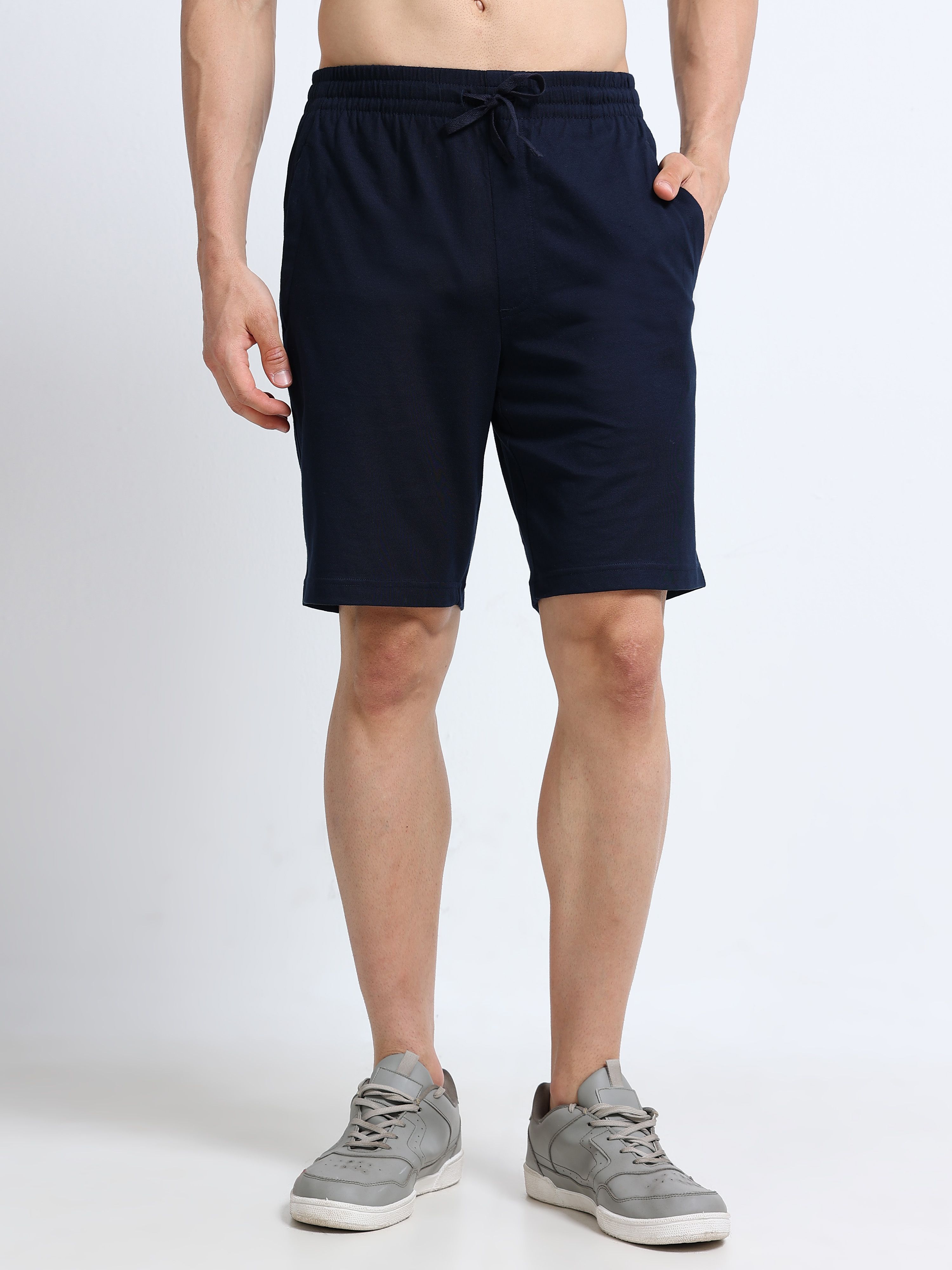 faso Solid Men Dark Blue Casual Shorts-picture-18