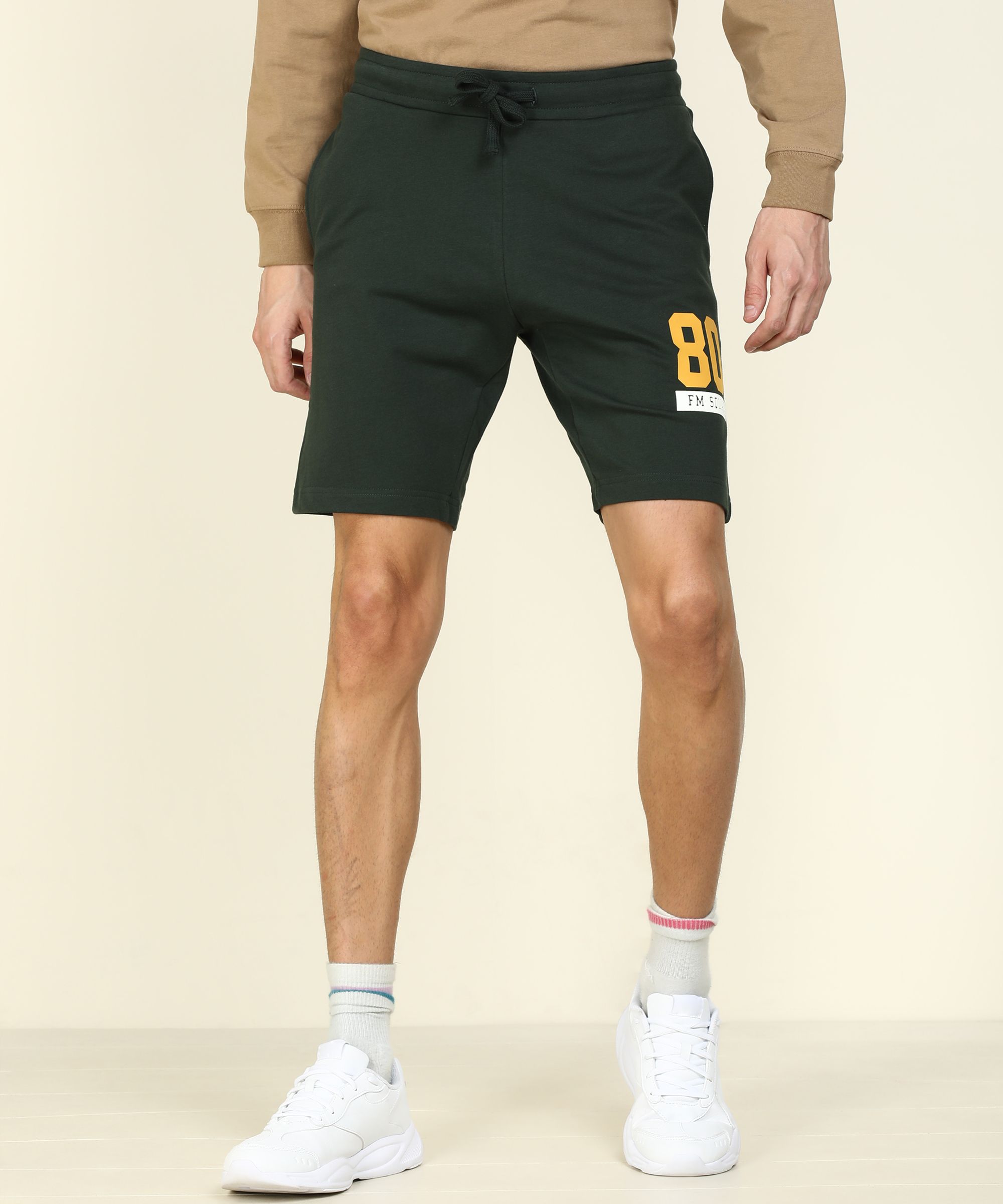 Solid Men Dark Green Basic Shorts-image-46