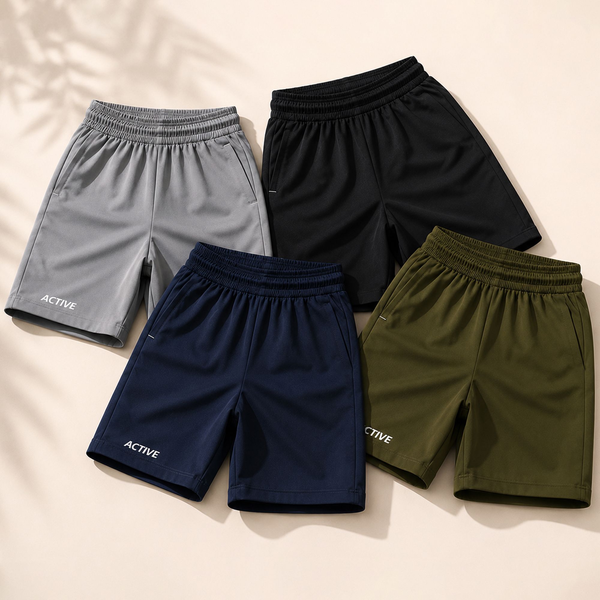 kayro Pack of 4 Solid Men Grey, Dark Blue, Dark Green Casual Shorts-picture-37