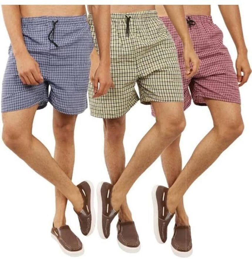 kashid enterprise Pack of 3 Checkered Men Multicolor Regular Shorts-picture-10