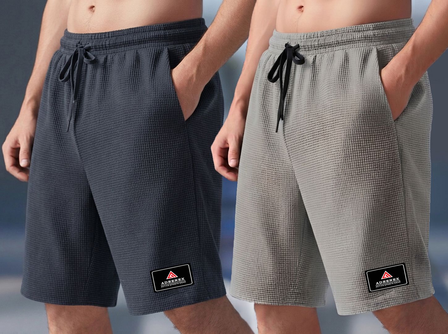 adrenex Pack of 2 Solid Men Dark Grey, Grey Sports Shorts-picture-14