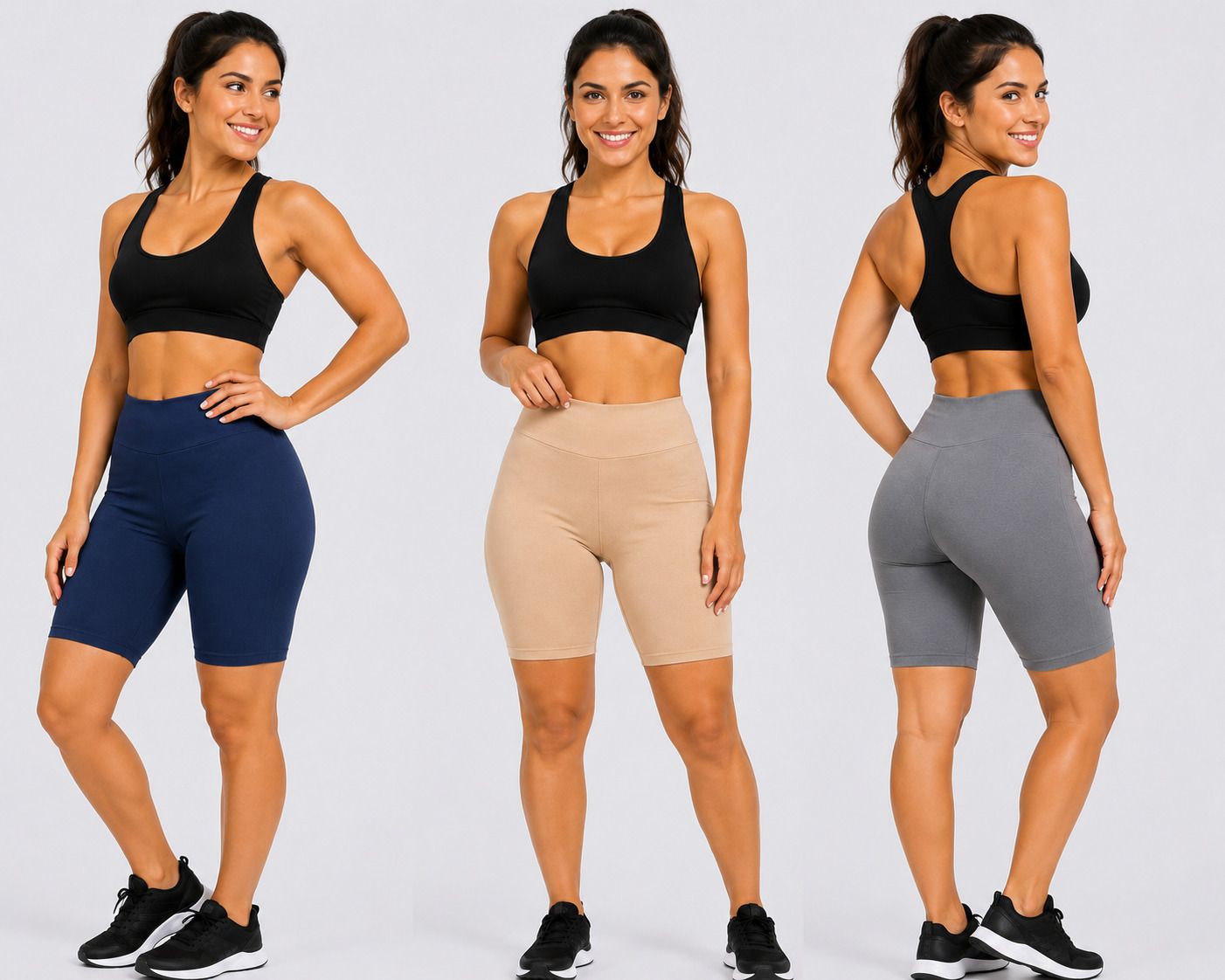 lifeneeds Pack of 3 Solid Women Multicolor Gym Shorts-picture-22