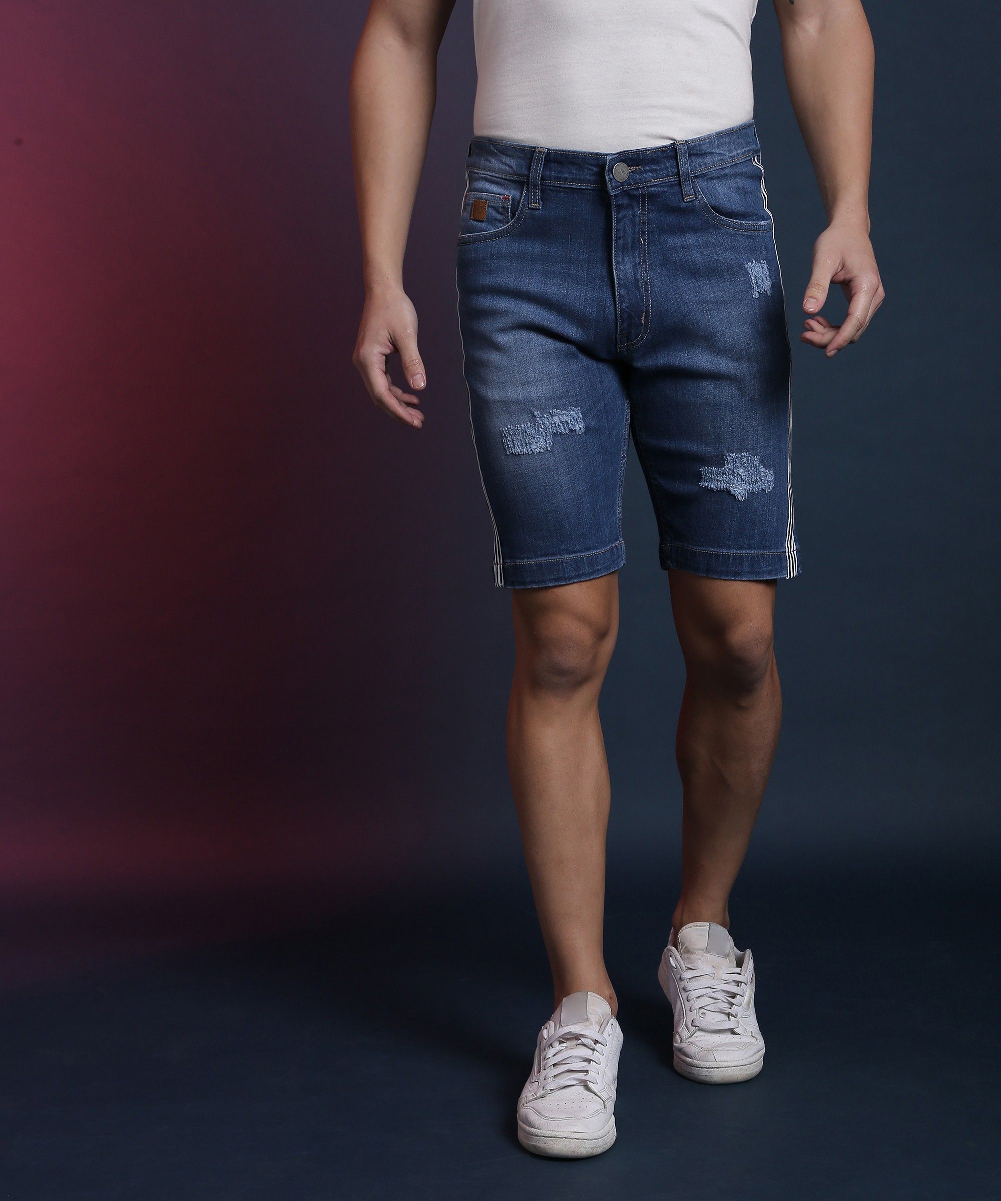 campus sutra Solid Men Denim Blue Denim Shorts-picture-15