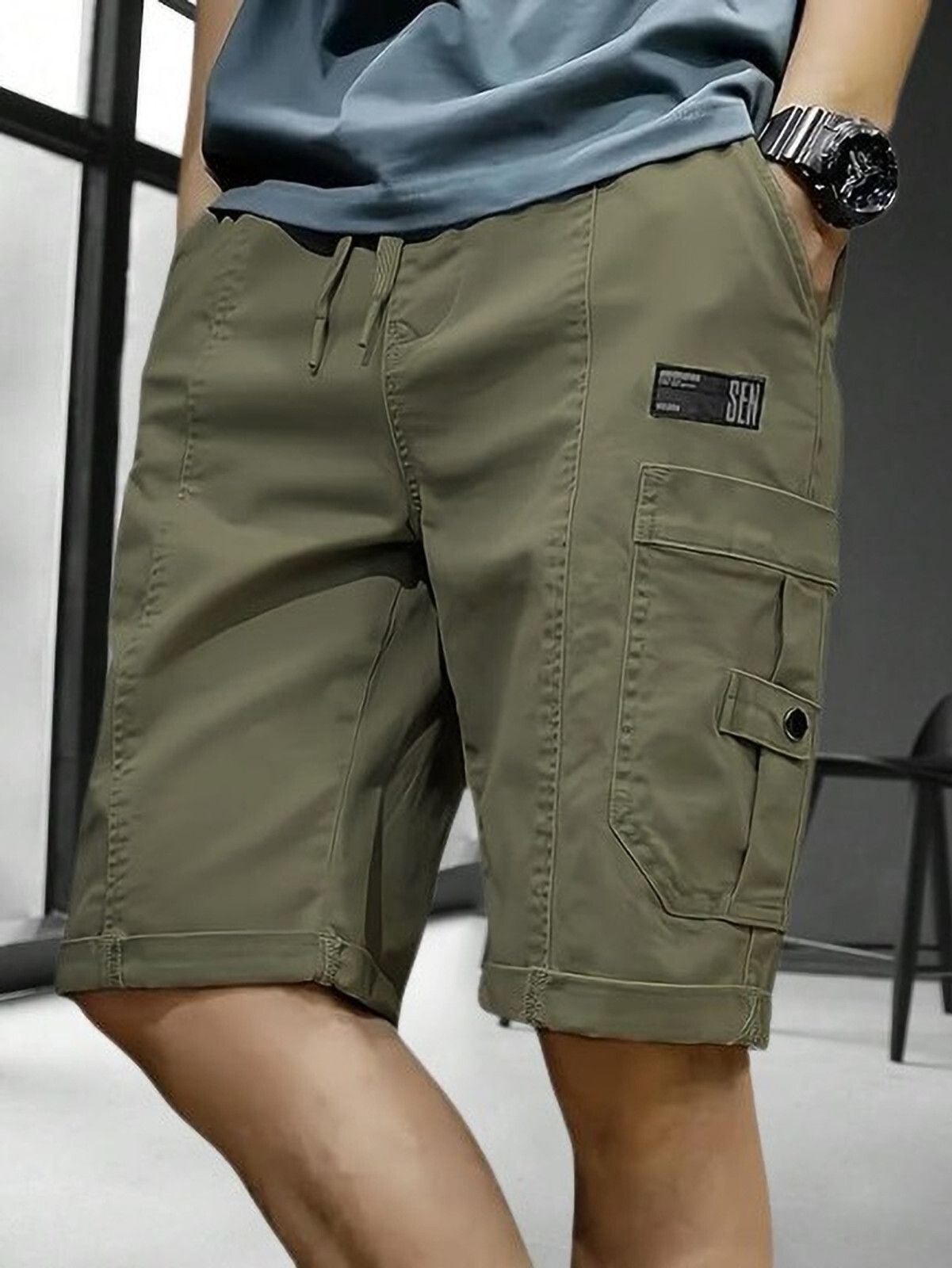 vertali industries Solid Men Green Cargo Shorts-picture-6
