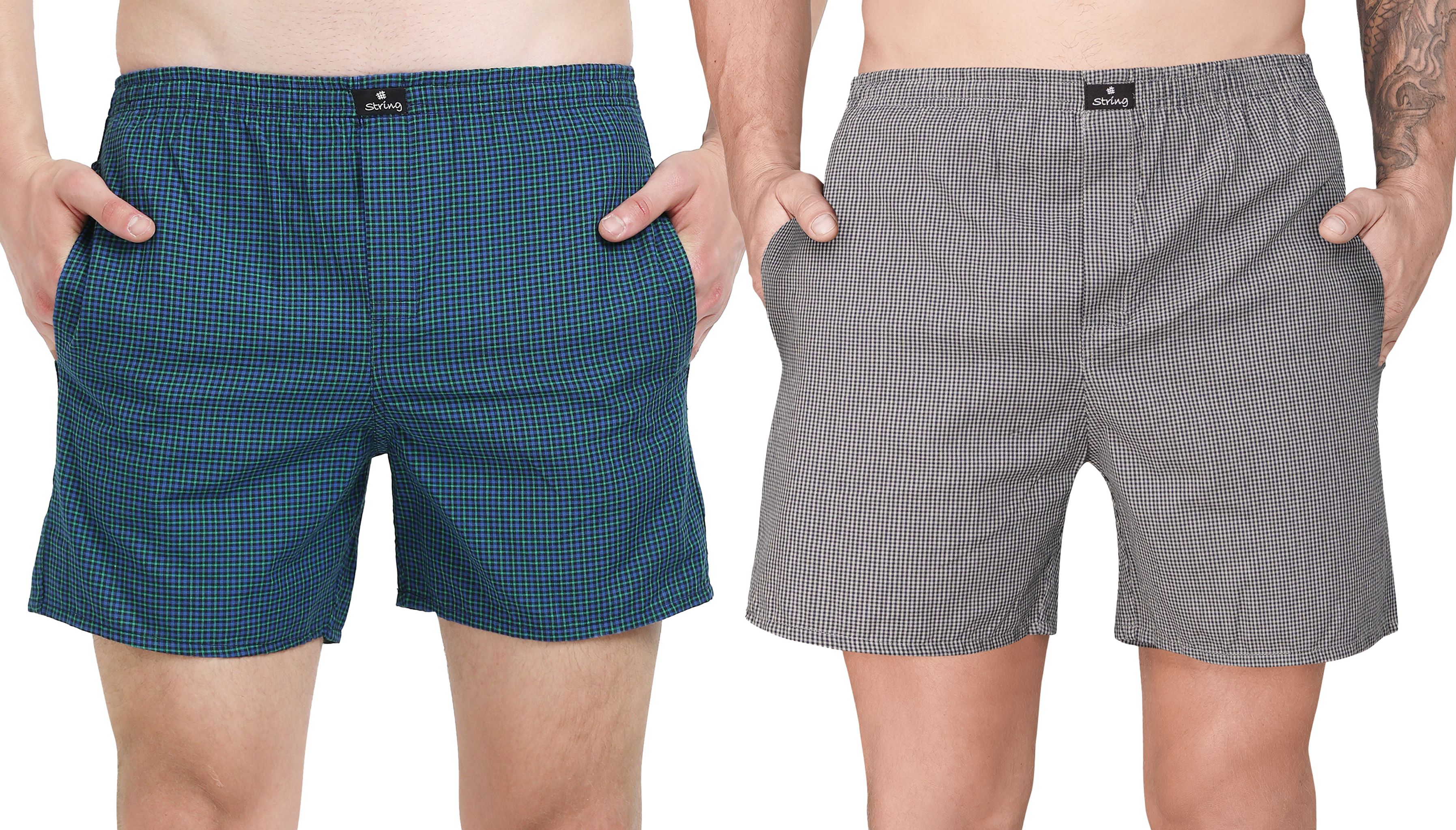 string Pack of 2 Checkered Men Multicolor Boxer Shorts-picture-3