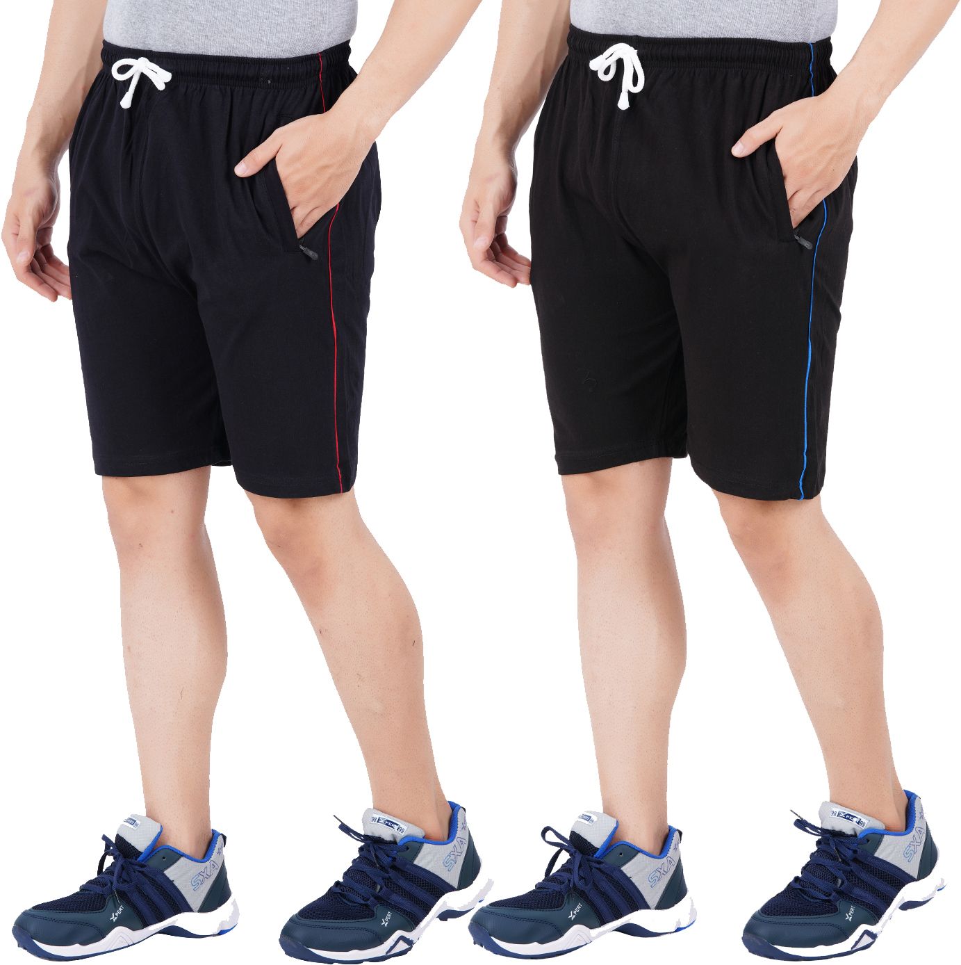 feel track Pack of 2 Solid Men Black, Dark Blue Regular Shorts-picture-16