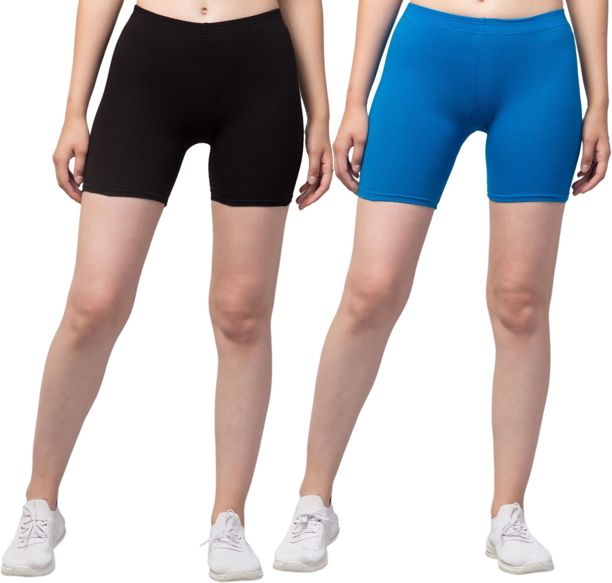 the klowt co Pack of 2 Solid Women Dark Blue, Black Sports Shorts-picture-16