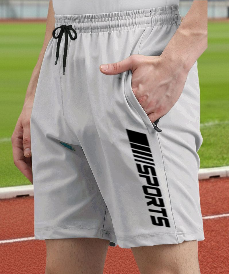 denlike' Pack of 2 Solid, Graphic Print Men Grey Sports Shorts-picture-15