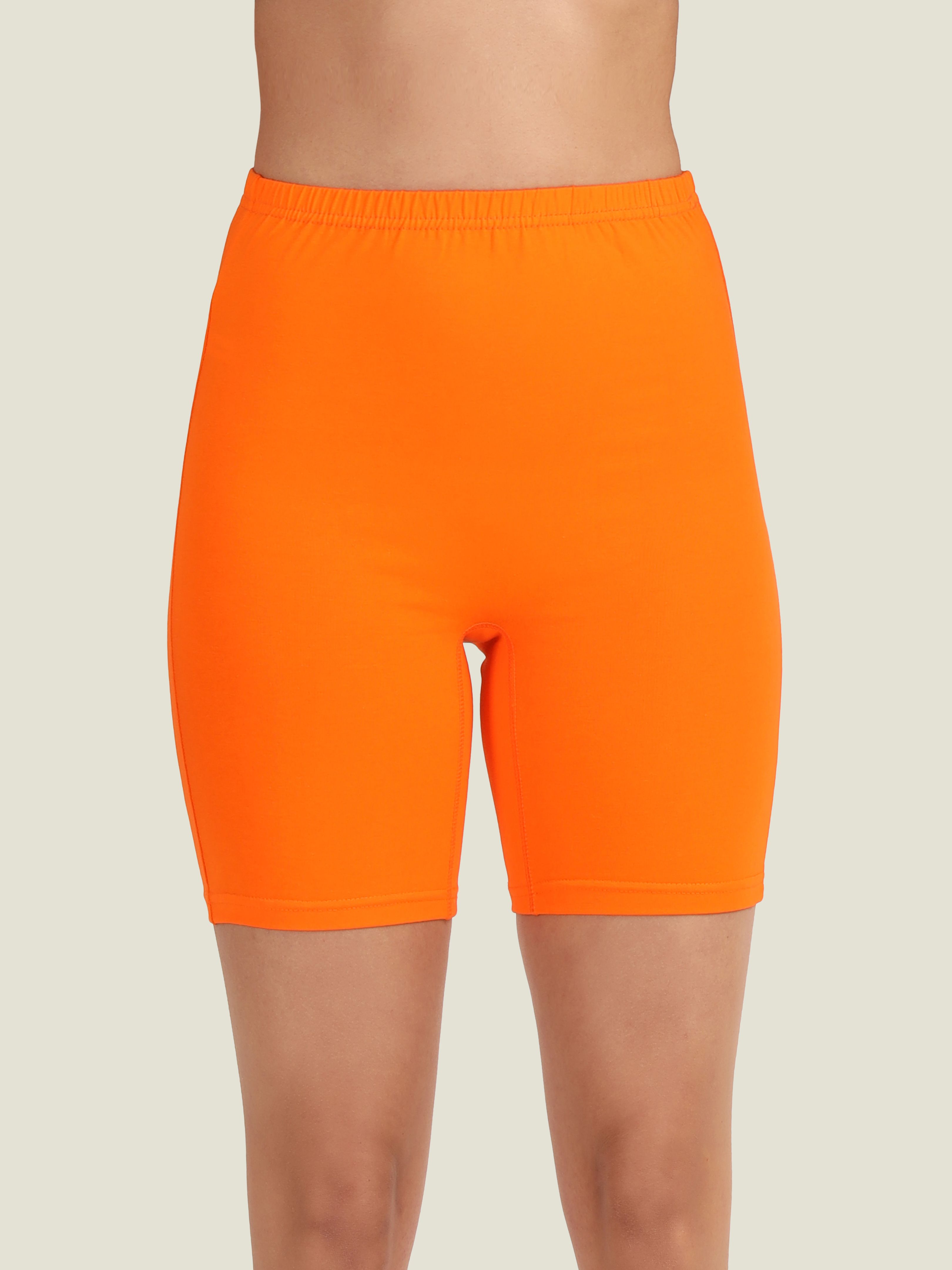 Solid Women Orange Cycling Shorts, Gym Shorts, Night Shorts, Regular Shorts, Running Shorts-image-30