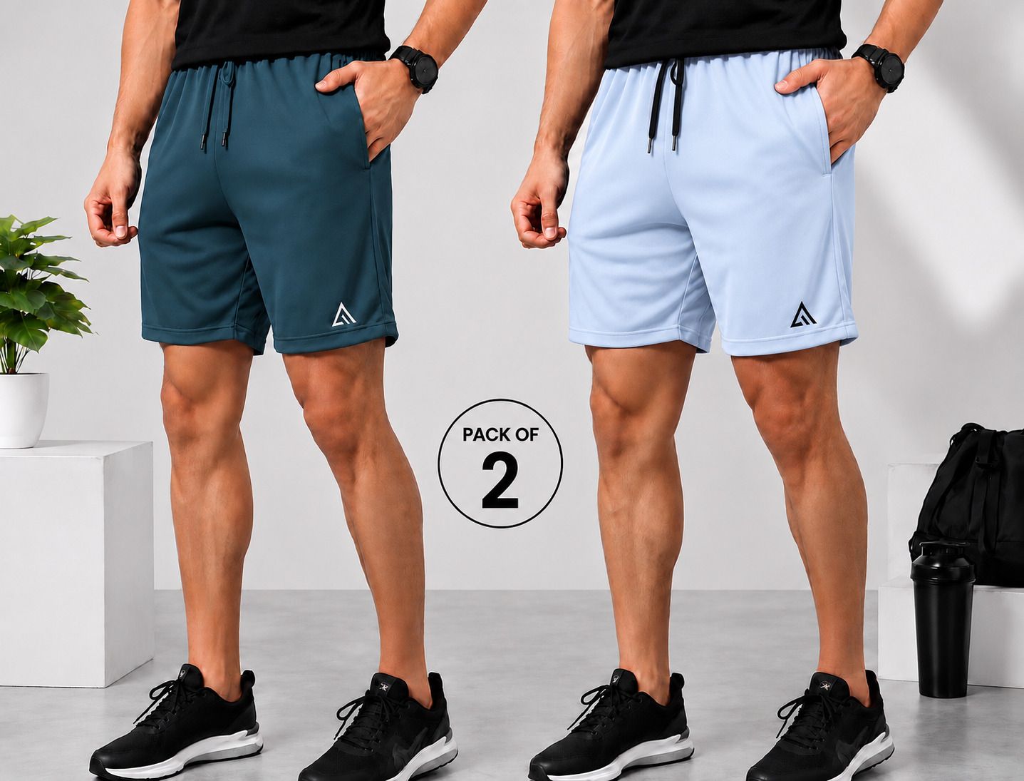 adrenex Pack of 2 Solid Men Grey Gym Shorts, Running Shorts, Sports Shorts, Casual Shorts-picture-43