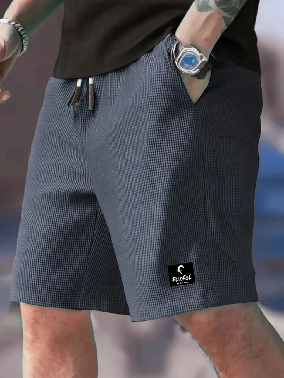 flicfol Solid Men Grey Regular Shorts-picture-11