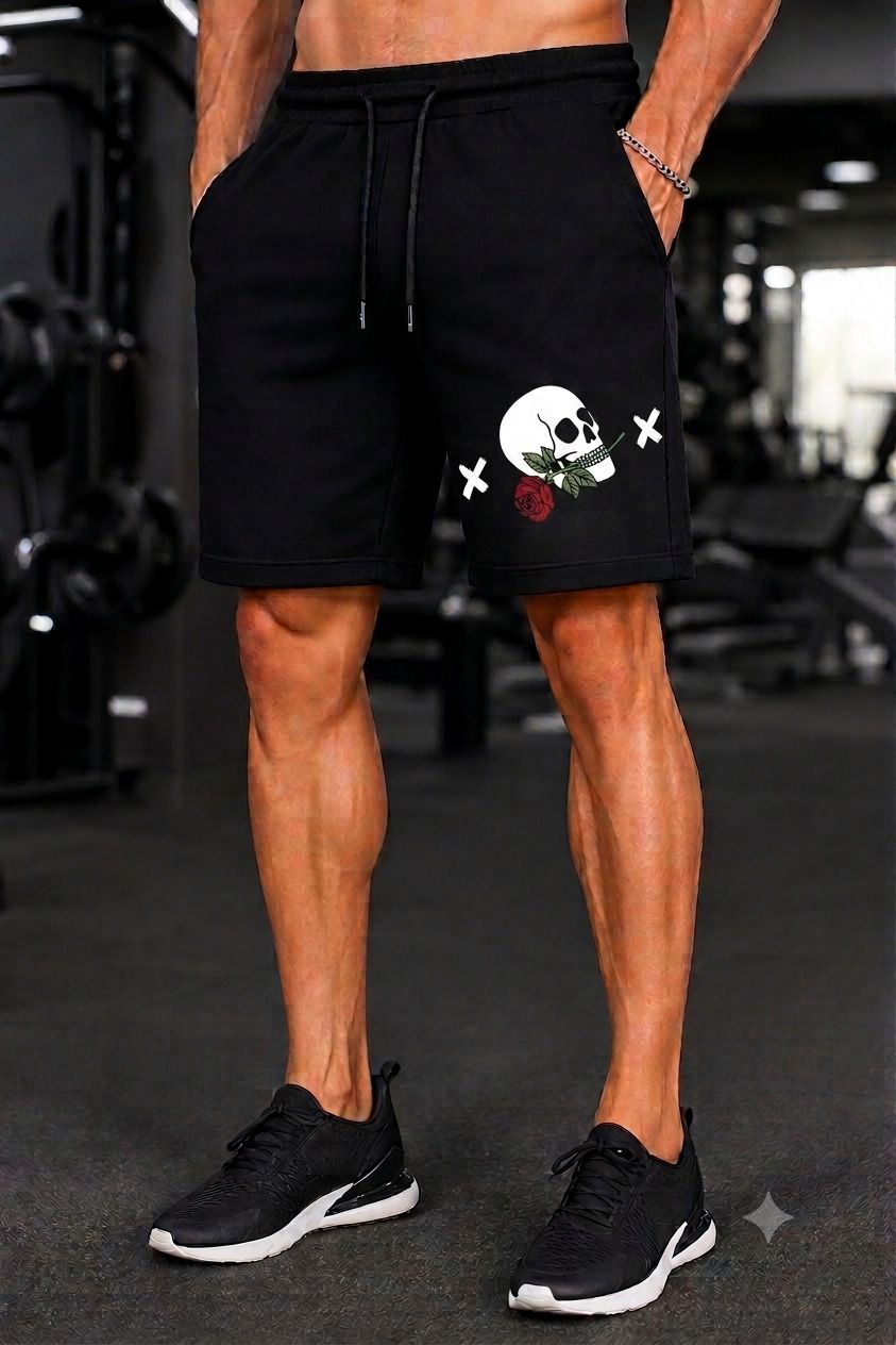 tenrun Printed Men Black Basic Shorts-picture-1