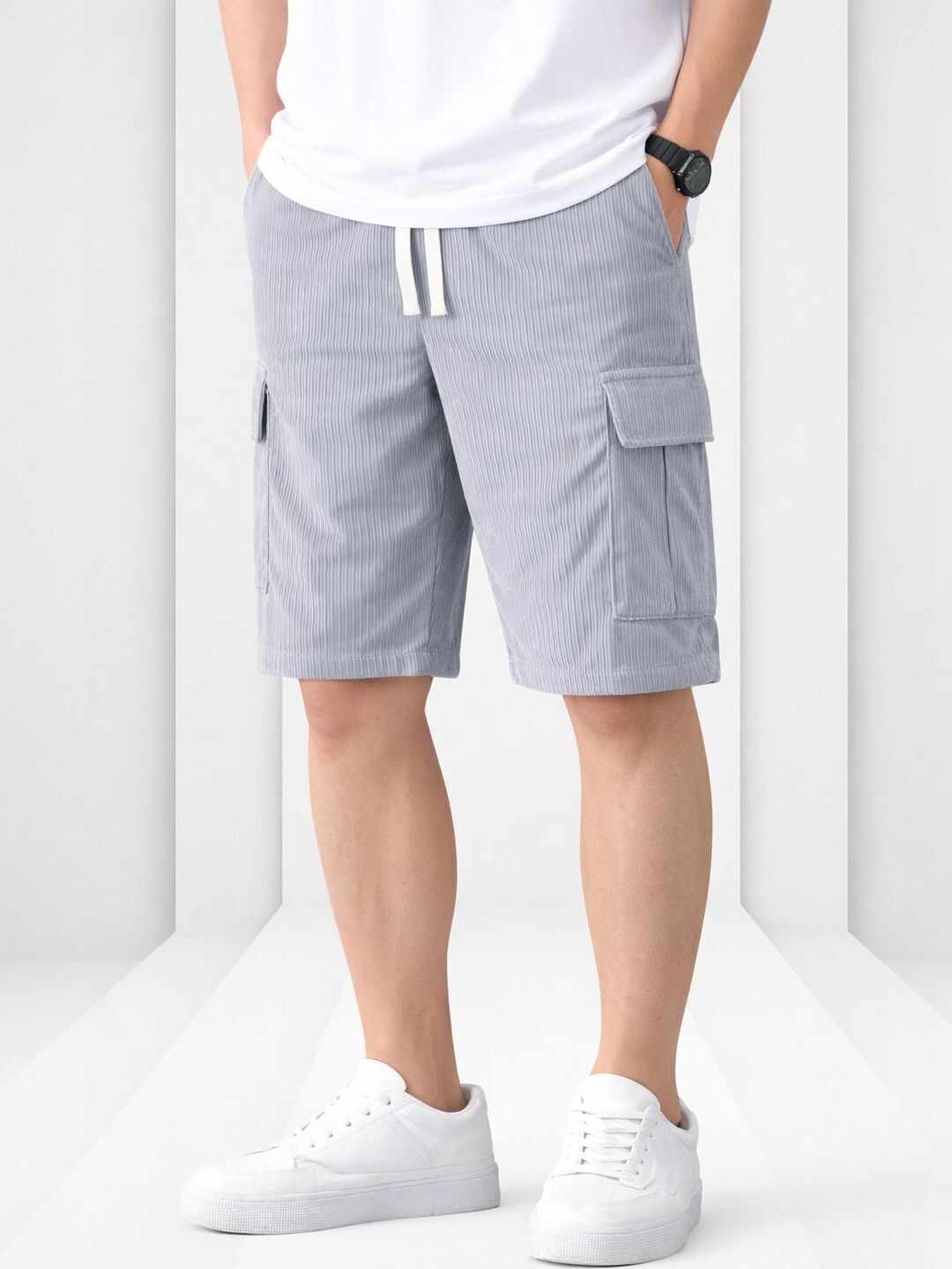 metronaut Men's Comfortable Solid Polycotton Lounge & Casual Shorts Solid Men Grey Casual Shorts-picture-14
