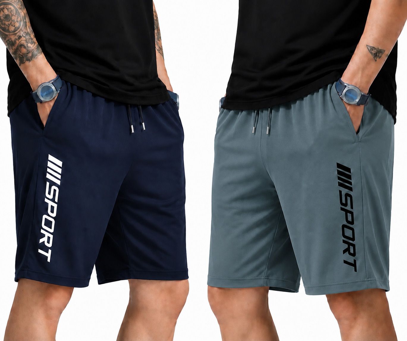 fitravon Pack of 2 Printed Men Dark Blue Gym Shorts, Running Shorts, Sports Shorts, Casual Shorts-picture-16