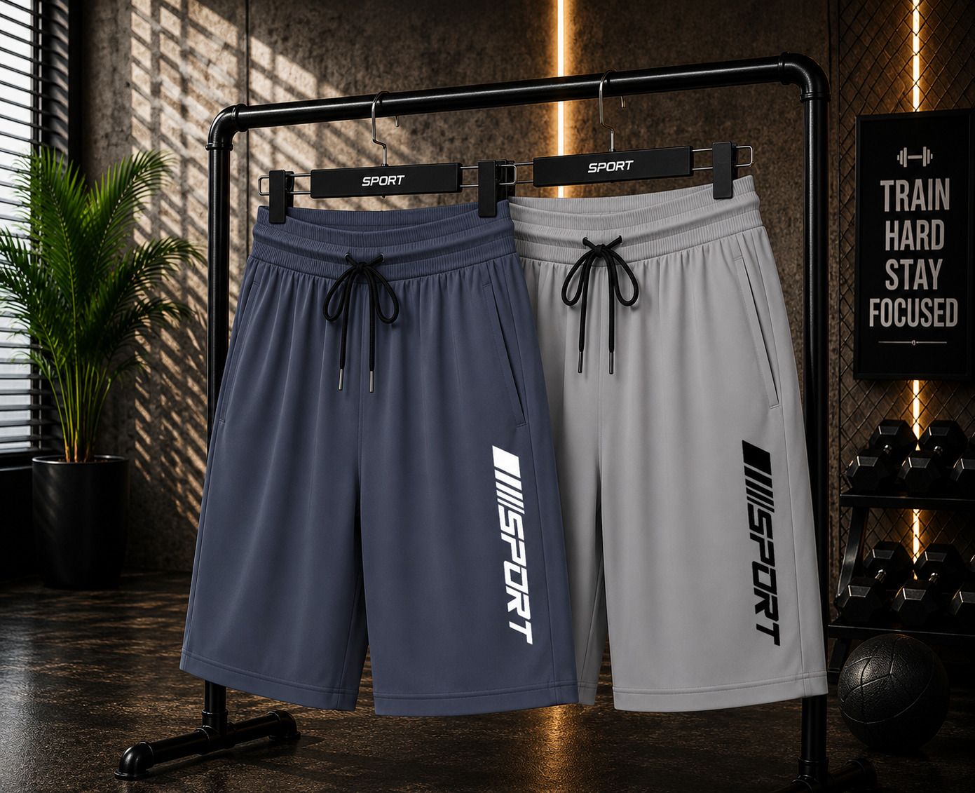 aride Pack of 2 Solid, Graphic Print Men Grey, White Gym Shorts, Sports Shorts-picture-3