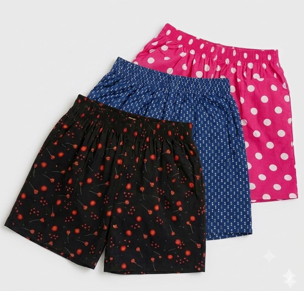 Pack of 3 Printed Women Multicolor Boxer Shorts, Basic Shorts, Hotpants, Regular Shorts, Casual Shorts-image-32